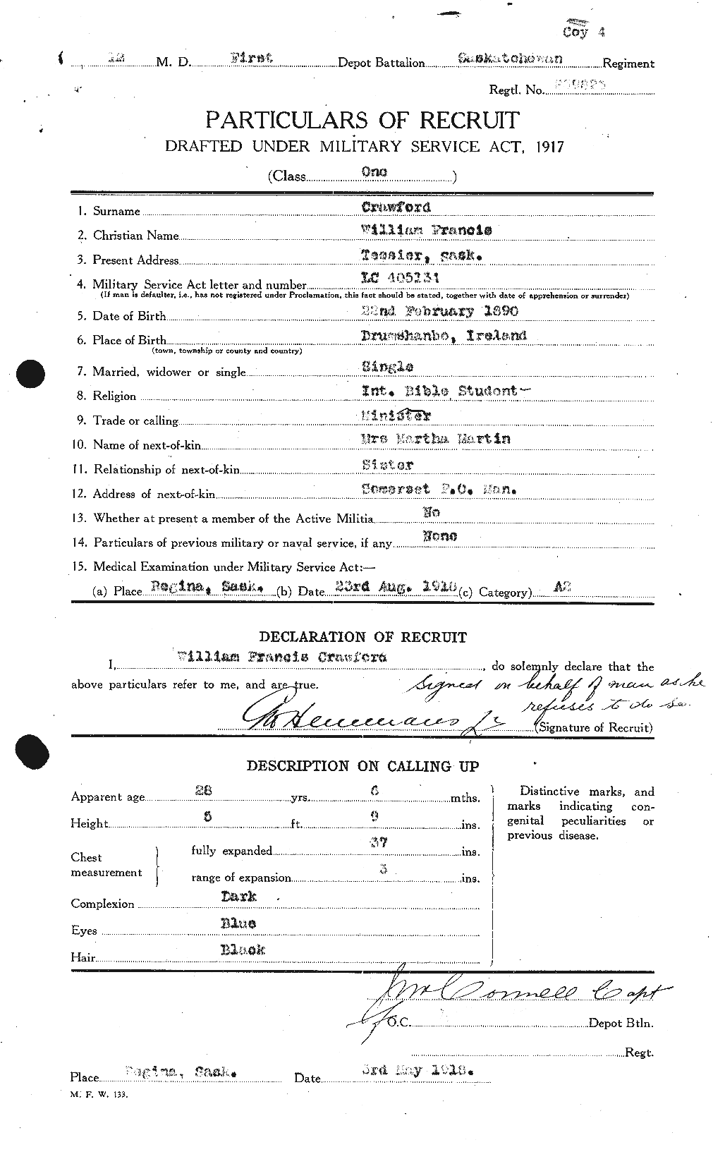 Personnel Records of the First World War - CEF 061143a