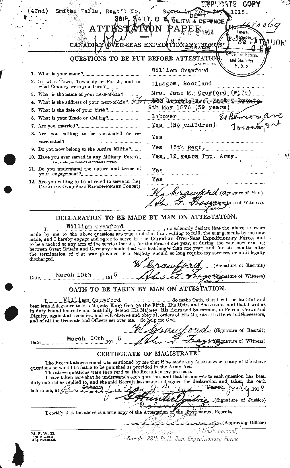 Personnel Records of the First World War - CEF 061157a