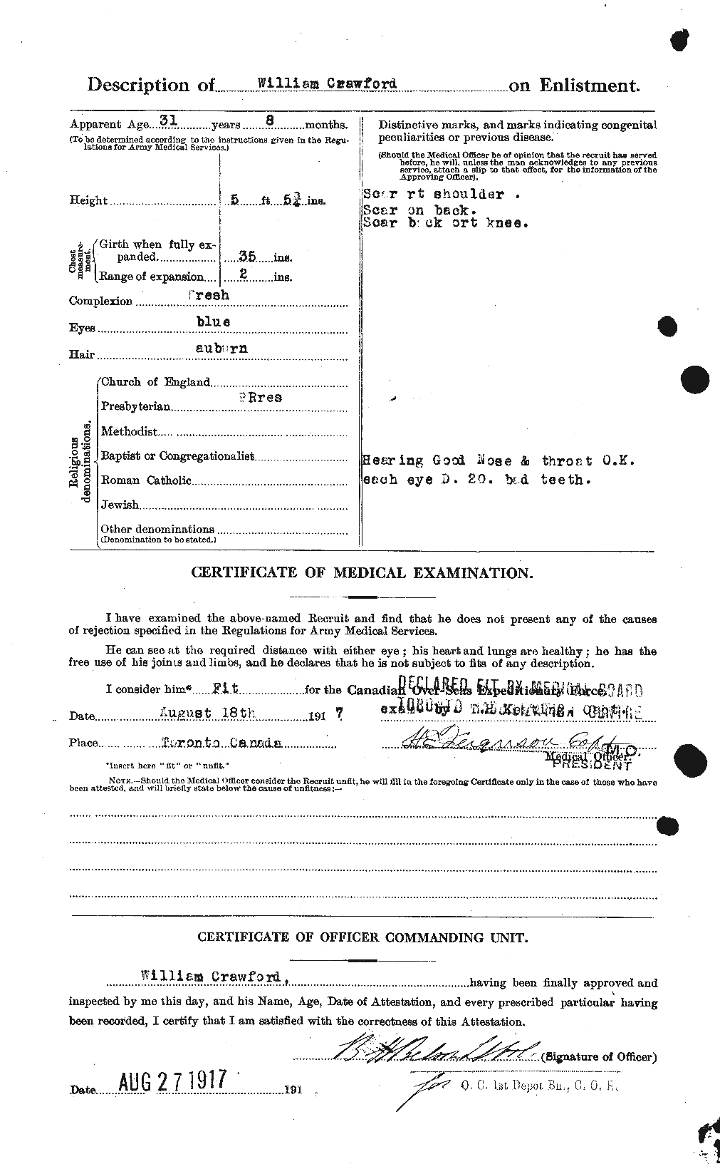 Dossiers du Personnel de la Première Guerre mondiale - CEC 061158b