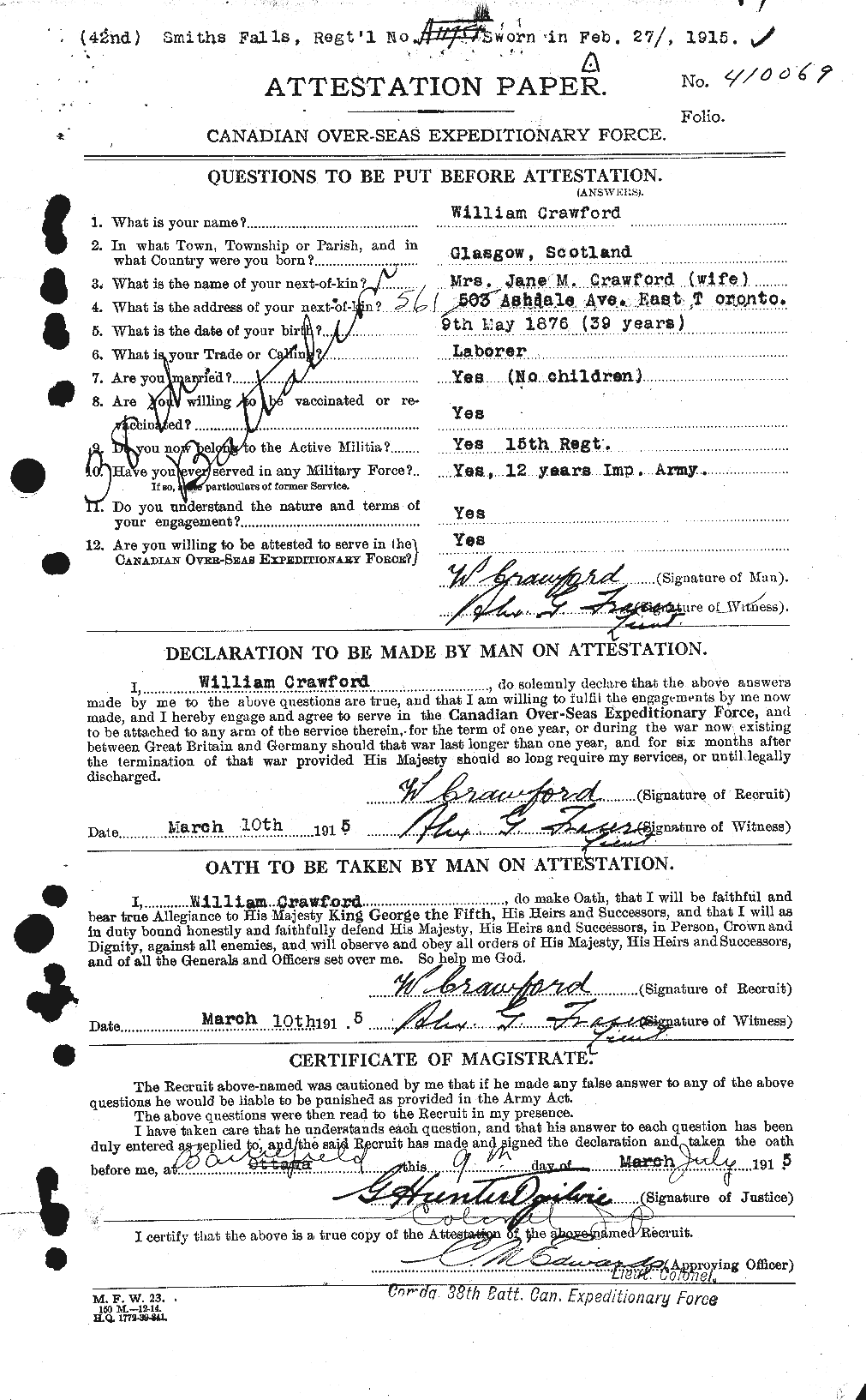 Personnel Records of the First World War - CEF 061159a