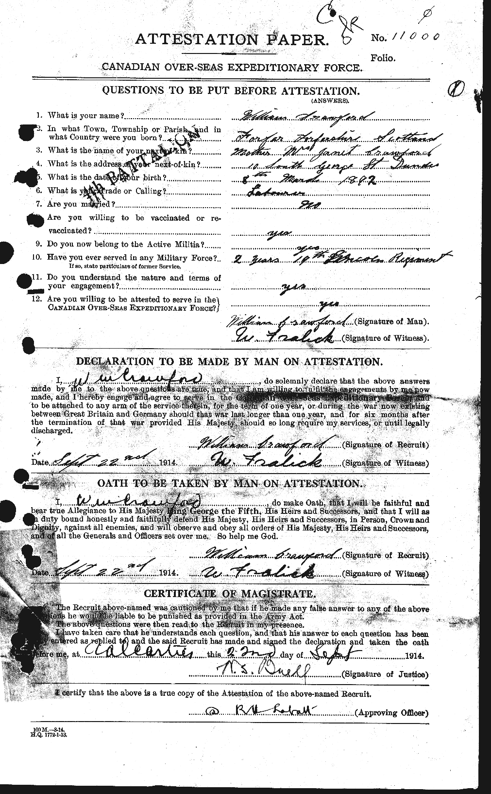Personnel Records of the First World War - CEF 061162a