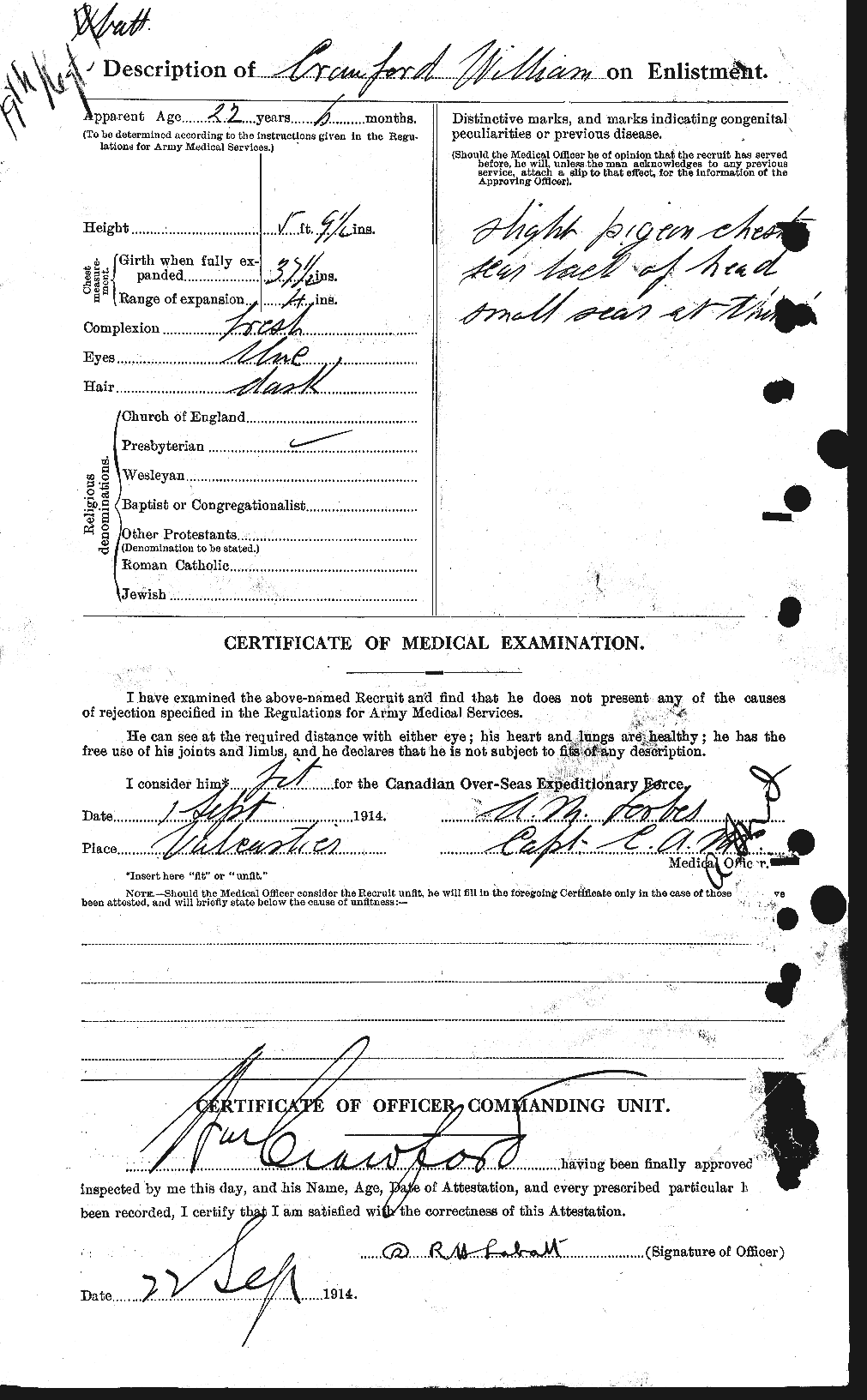Dossiers du Personnel de la Première Guerre mondiale - CEC 061162b