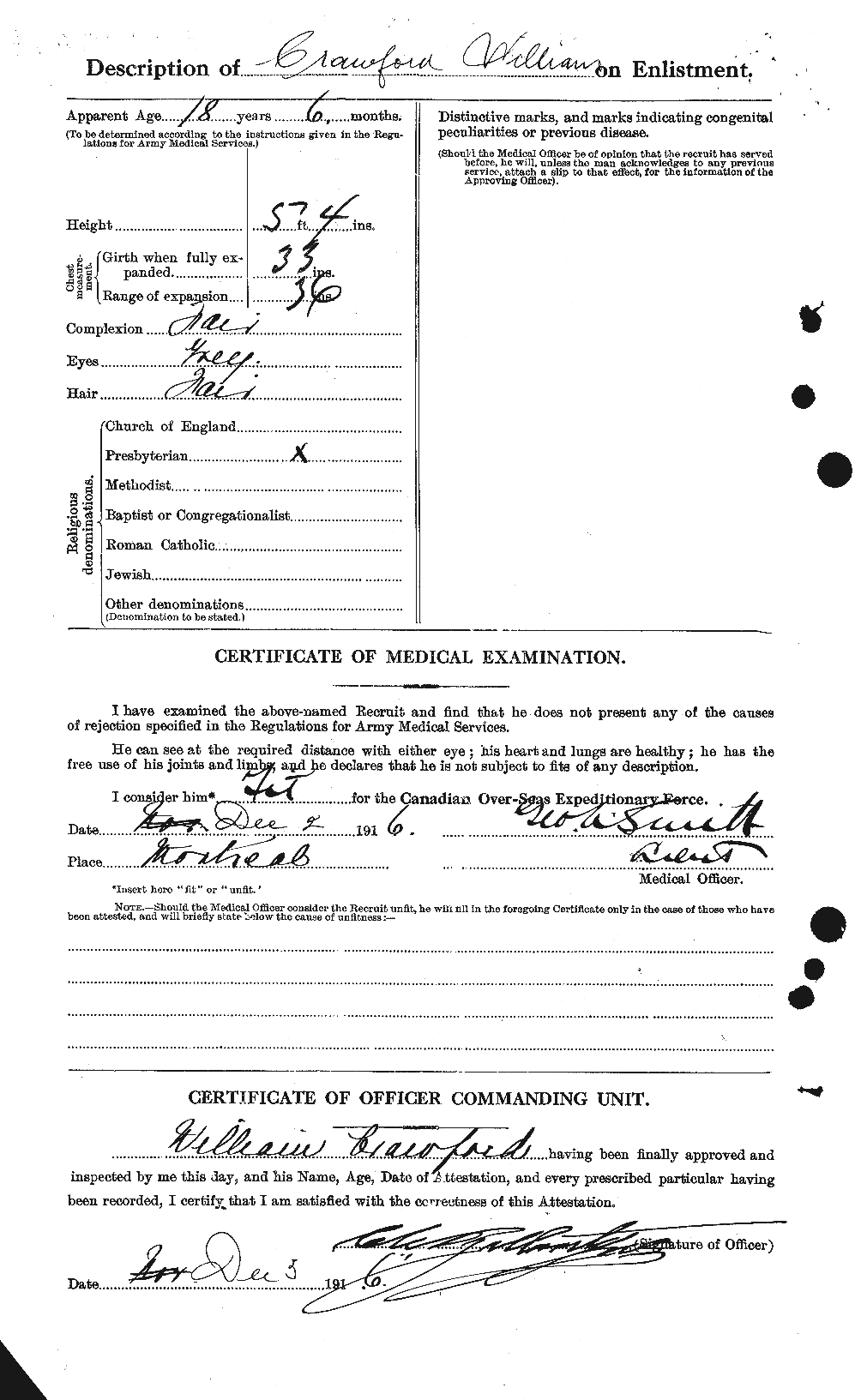 Dossiers du Personnel de la Première Guerre mondiale - CEC 061169b