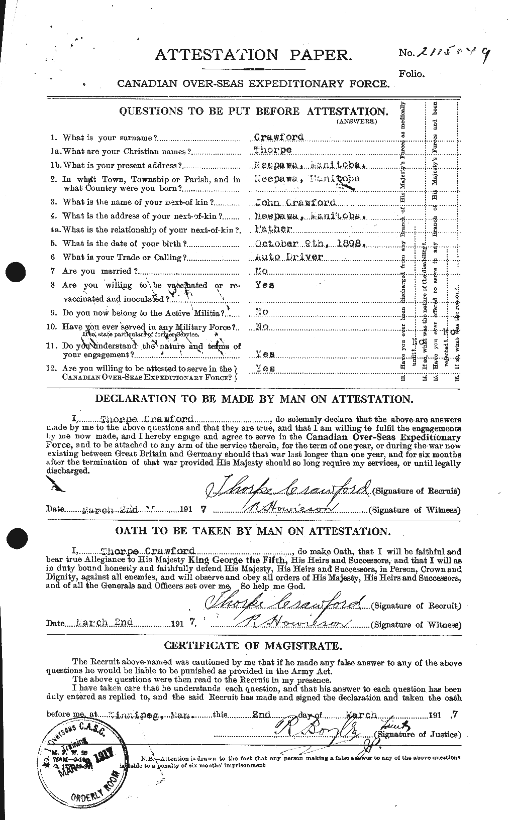 Personnel Records of the First World War - CEF 061346a