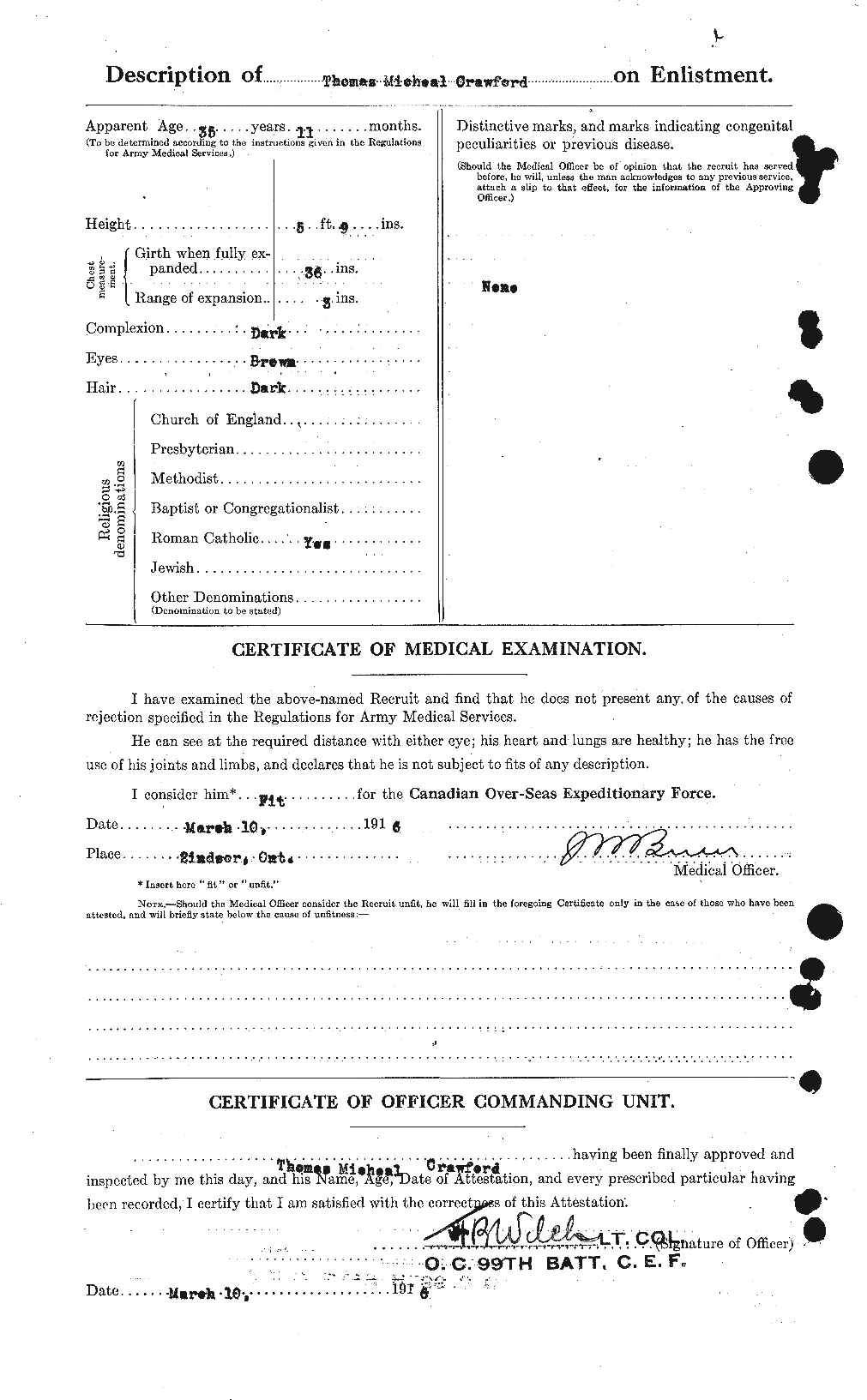 Dossiers du Personnel de la Première Guerre mondiale - CEC 061350b