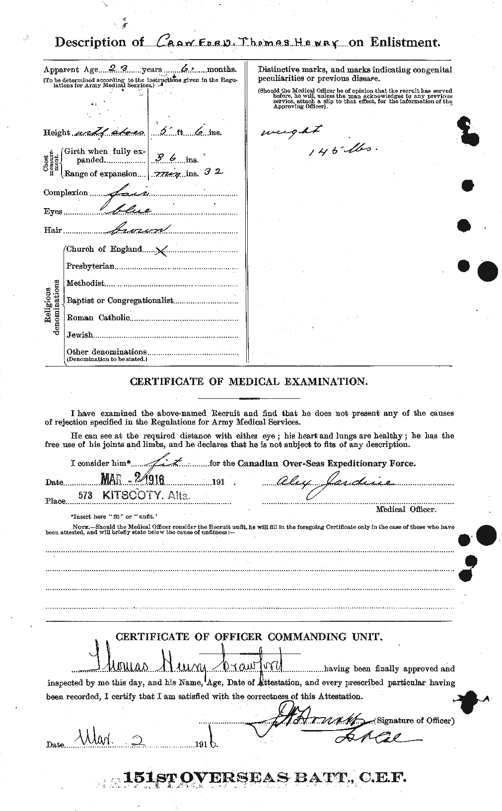 Dossiers du Personnel de la Première Guerre mondiale - CEC 061352b