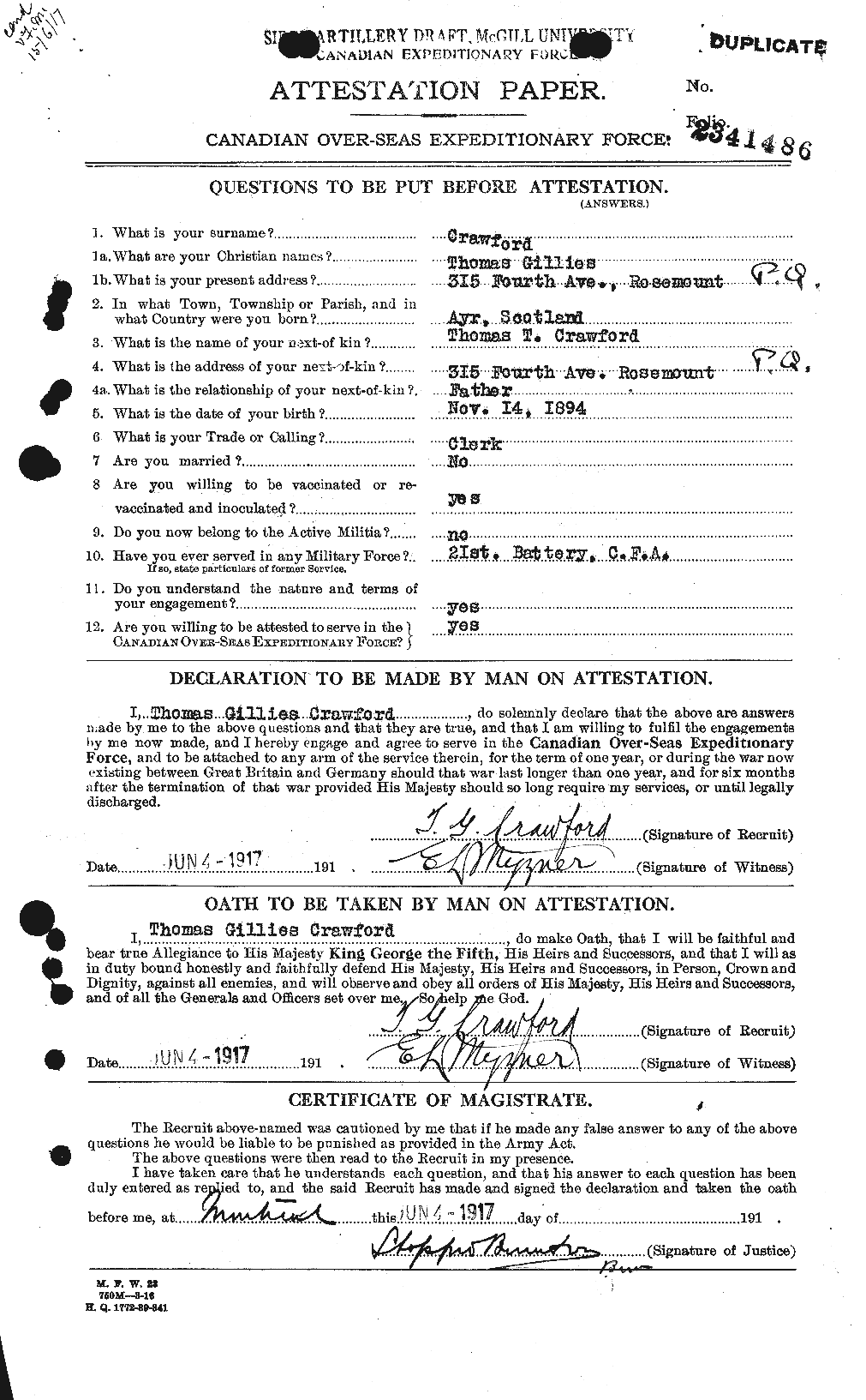 Personnel Records of the First World War - CEF 061353a