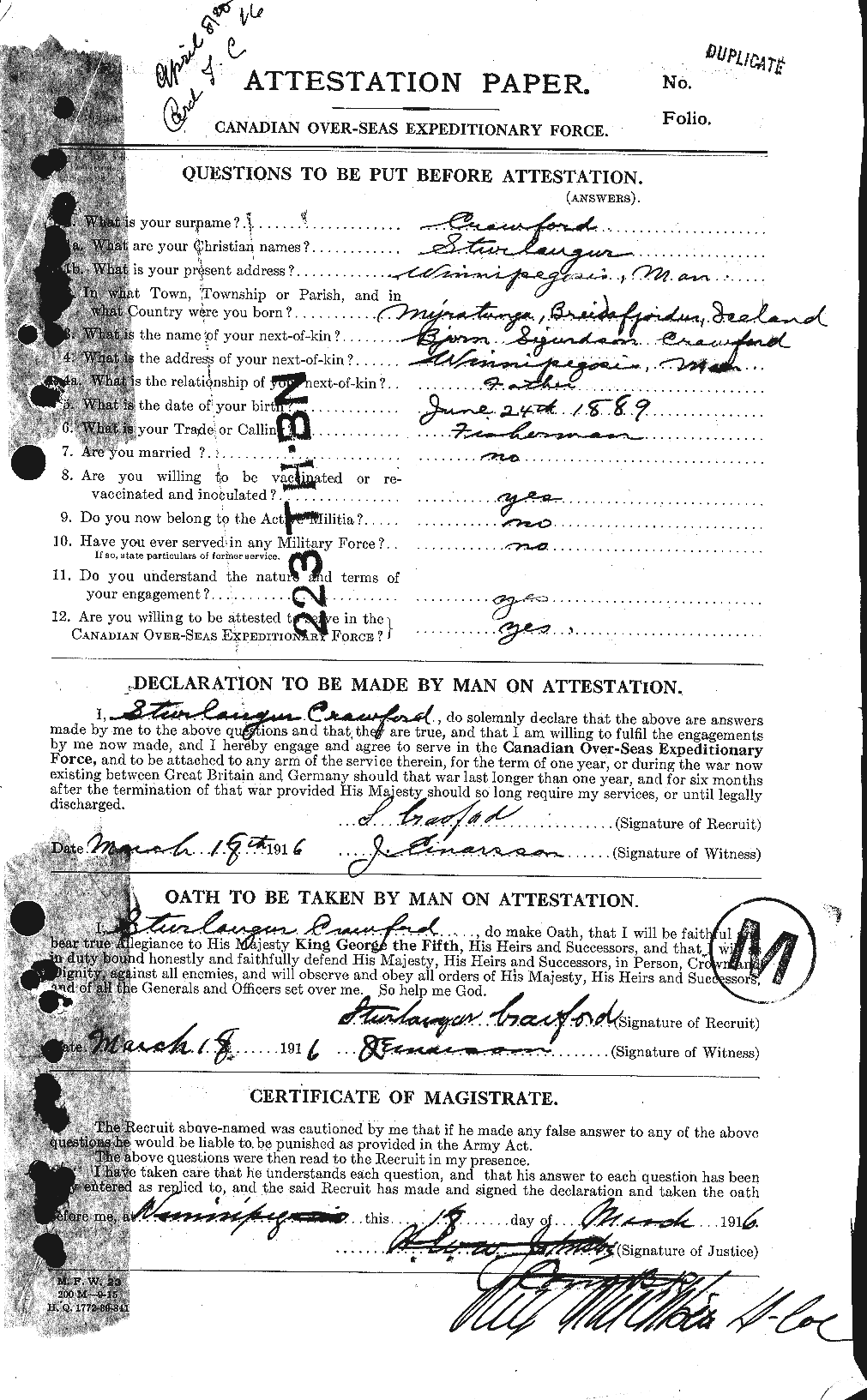 Personnel Records of the First World War - CEF 061368a