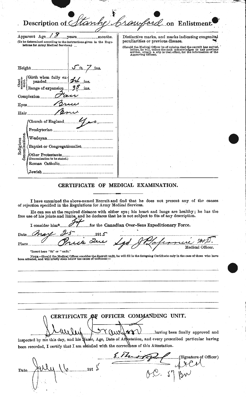 Dossiers du Personnel de la Première Guerre mondiale - CEC 061371b