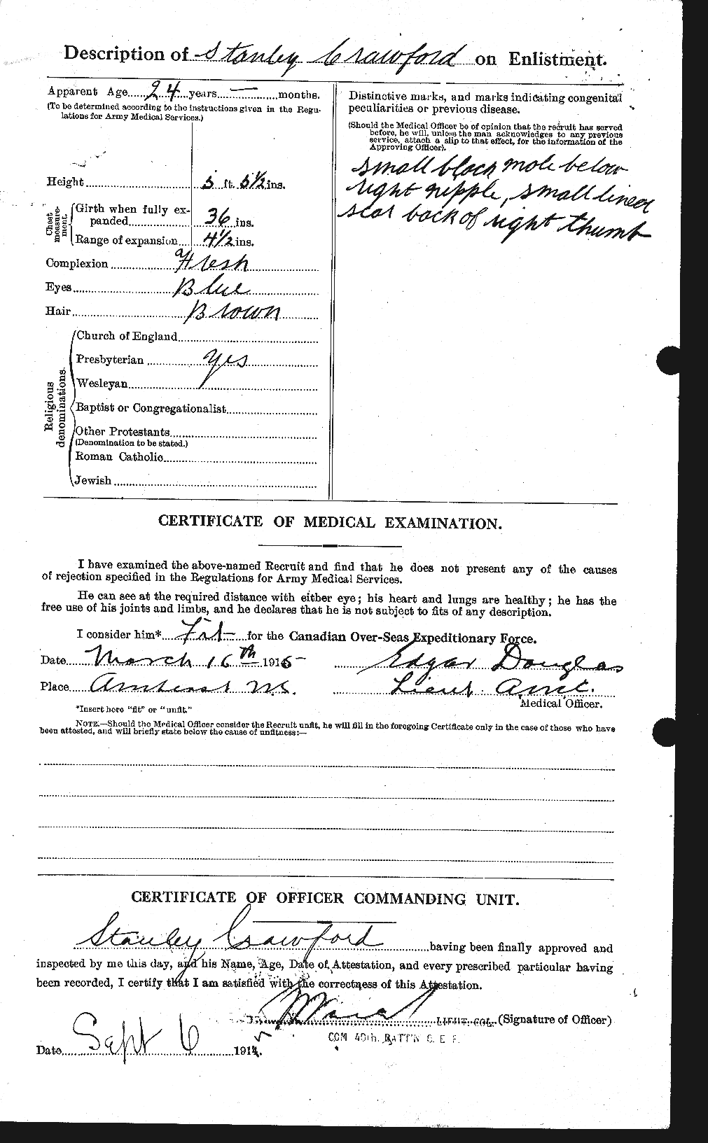 Dossiers du Personnel de la Première Guerre mondiale - CEC 061372b