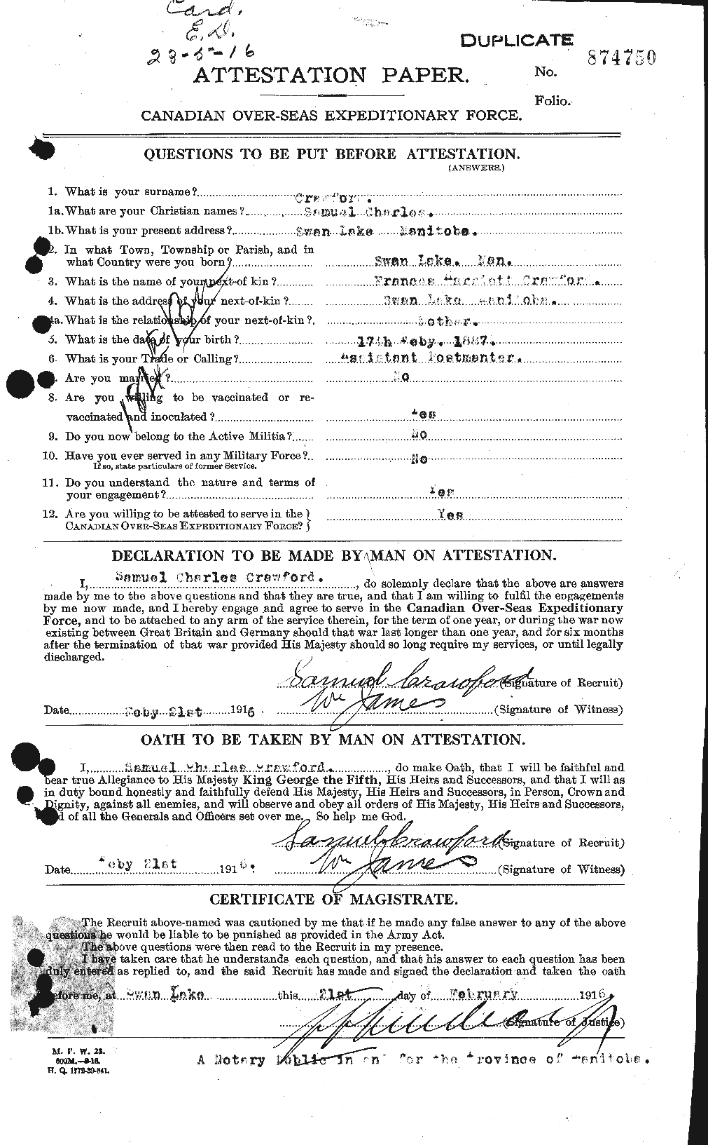 Personnel Records of the First World War - CEF 061376a