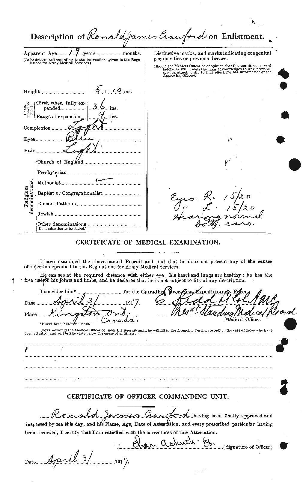 Dossiers du Personnel de la Première Guerre mondiale - CEC 061391b