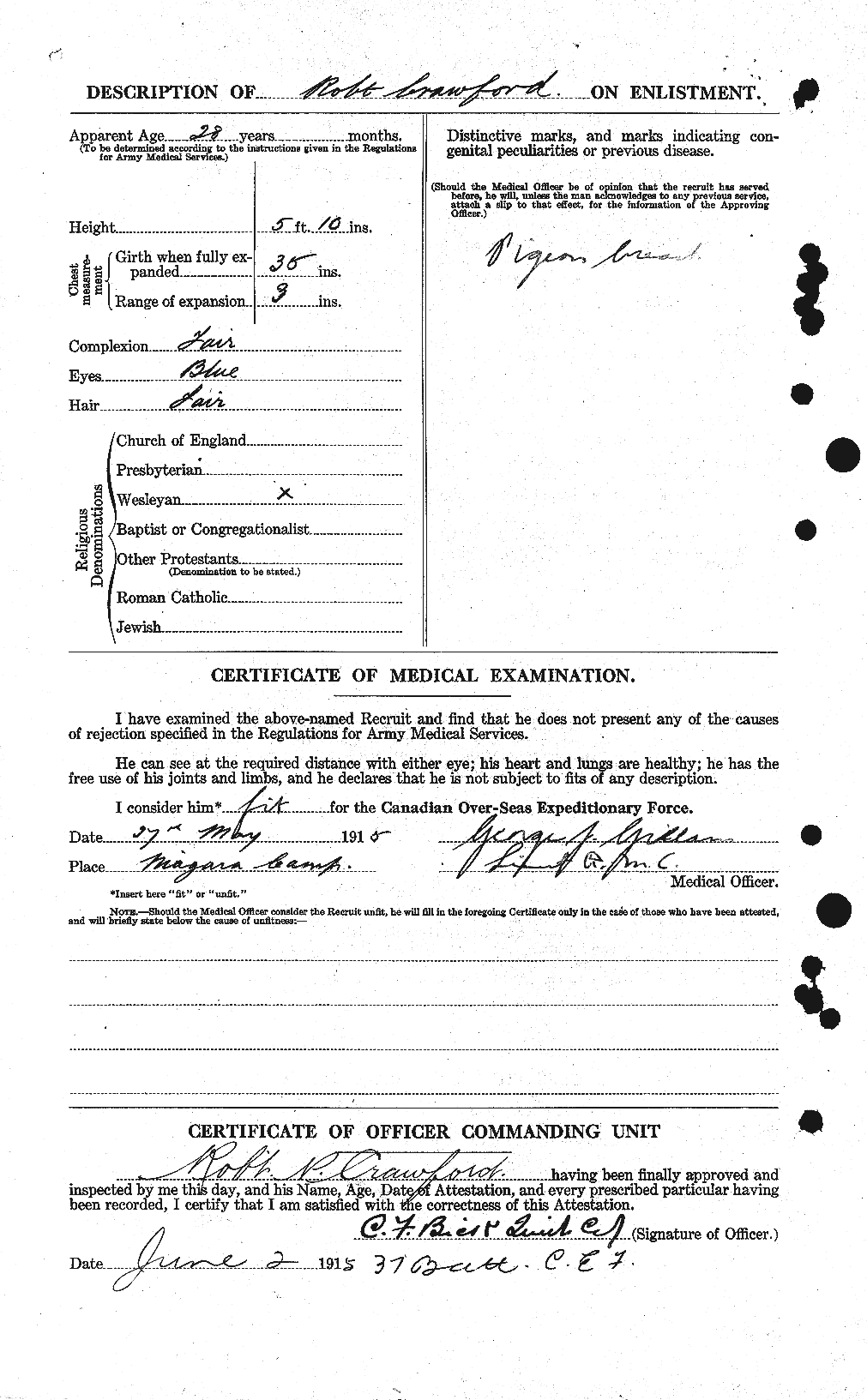 Dossiers du Personnel de la Première Guerre mondiale - CEC 061396b