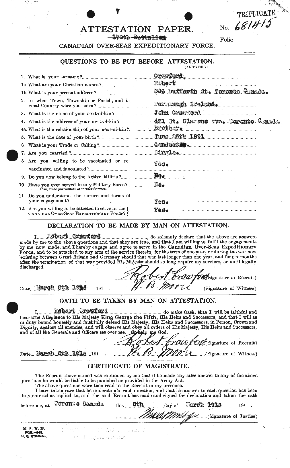Personnel Records of the First World War - CEF 061636a