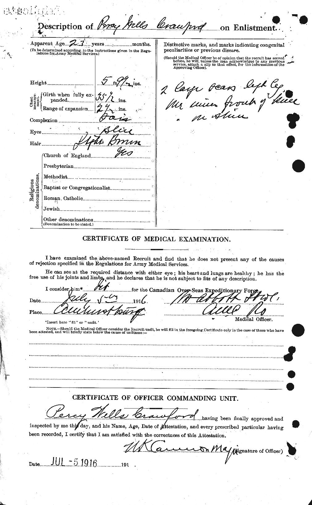 Dossiers du Personnel de la Première Guerre mondiale - CEC 061653b