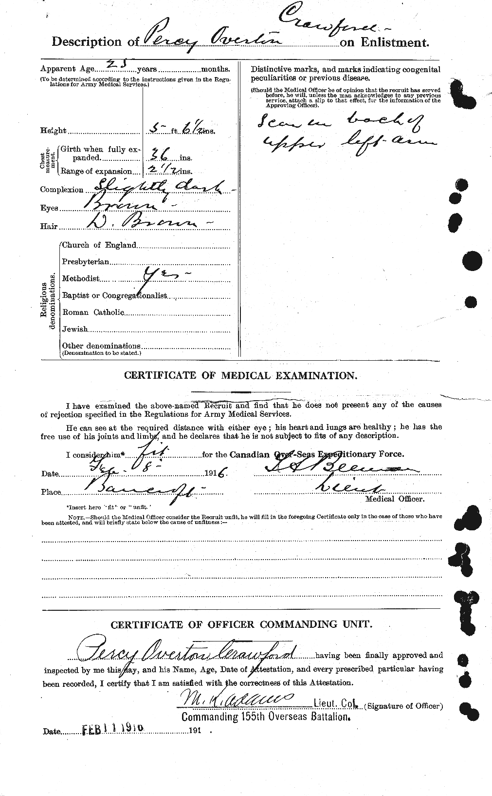 Dossiers du Personnel de la Première Guerre mondiale - CEC 061655b