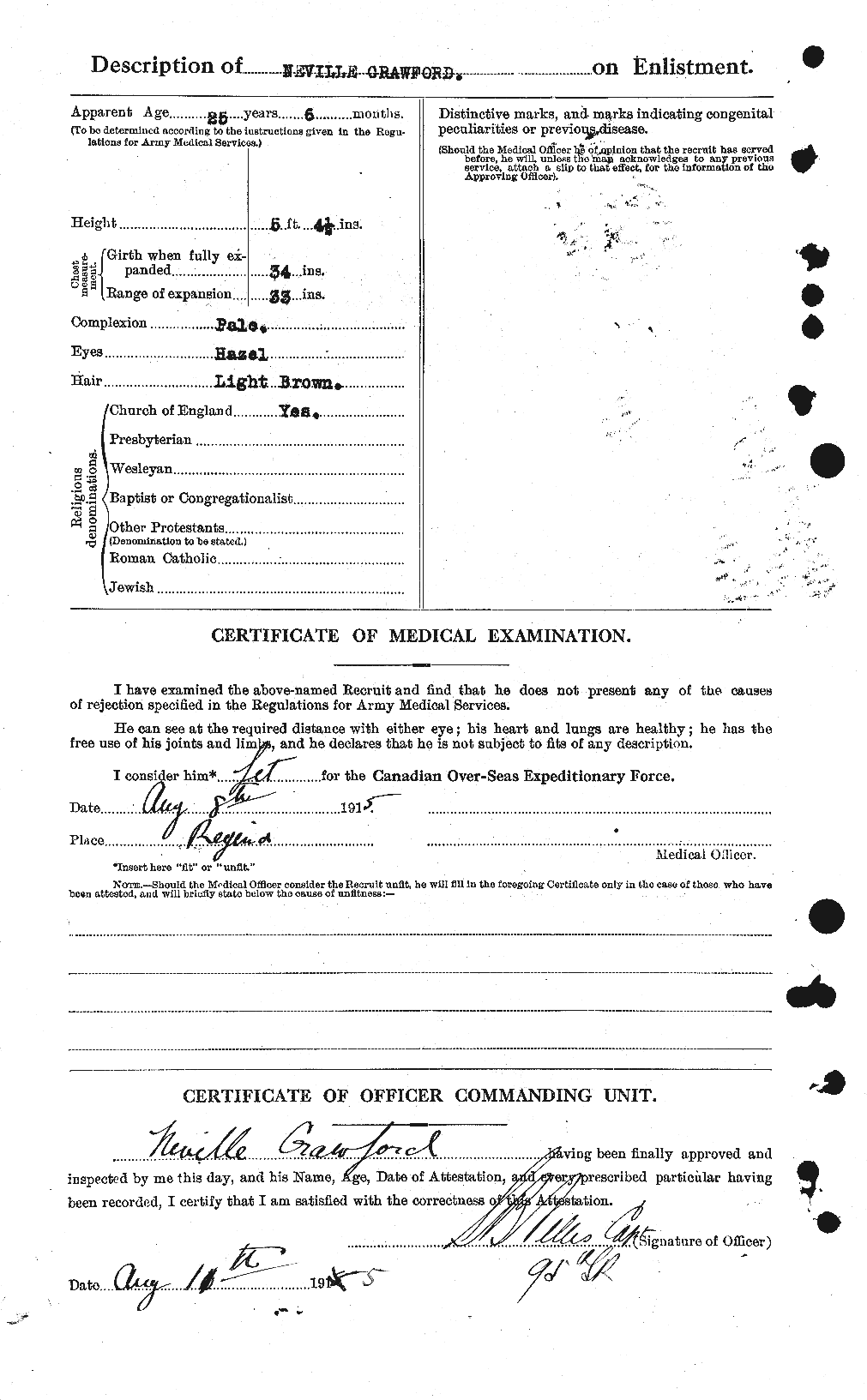 Dossiers du Personnel de la Première Guerre mondiale - CEC 061661b