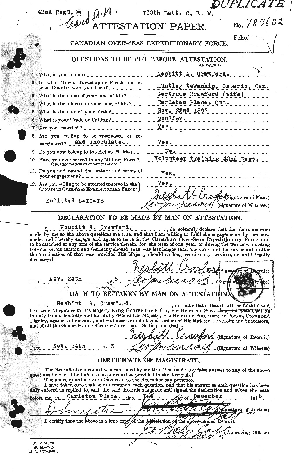 Personnel Records of the First World War - CEF 061663a
