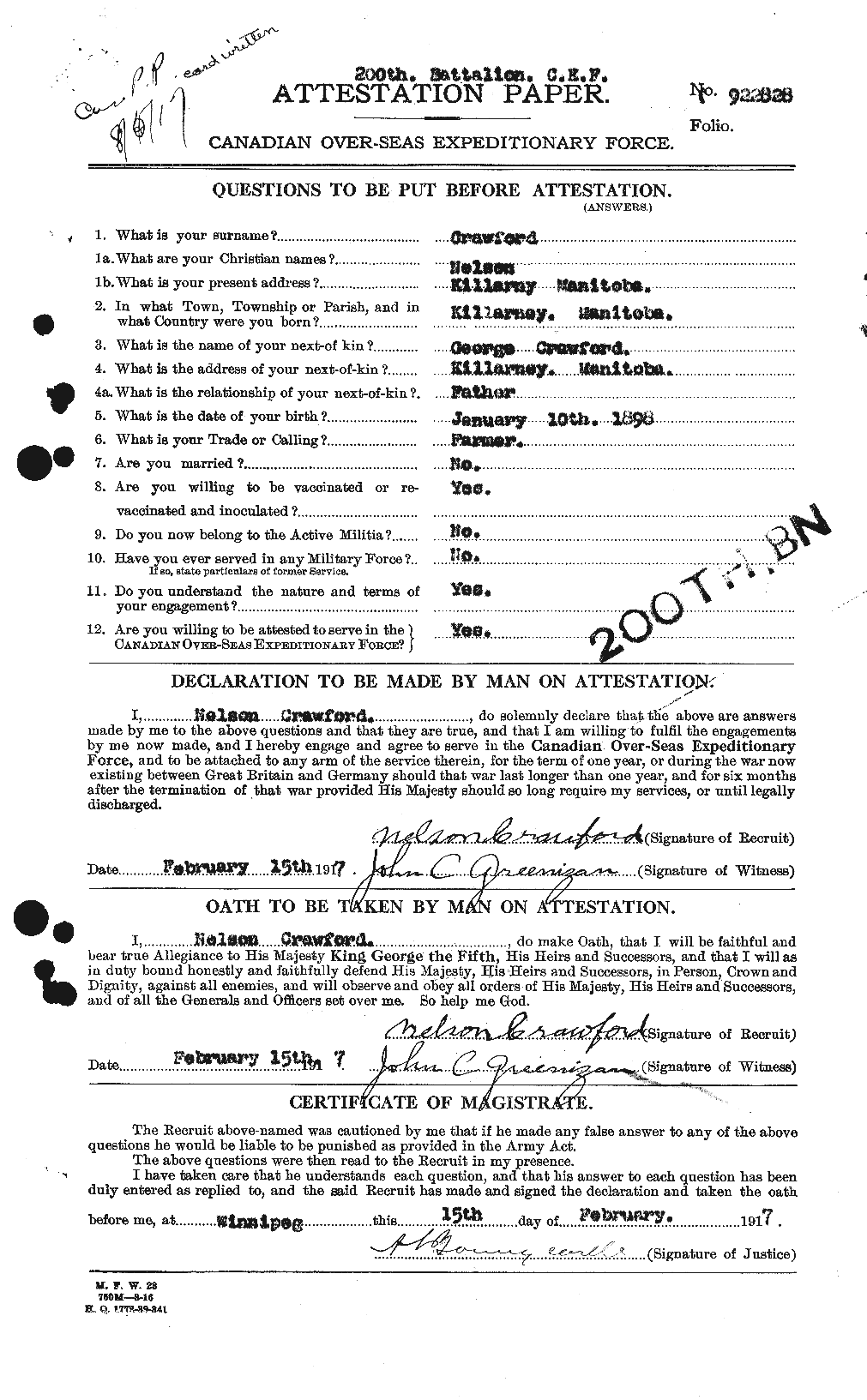 Personnel Records of the First World War - CEF 061664a