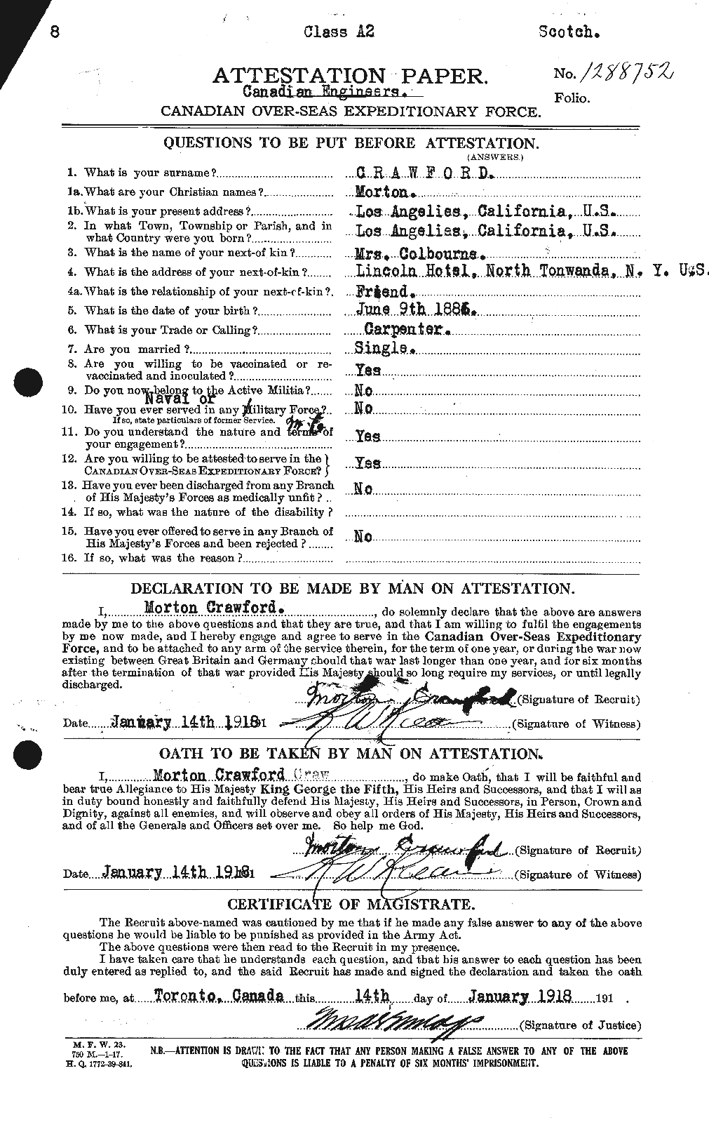 Personnel Records of the First World War - CEF 061666a