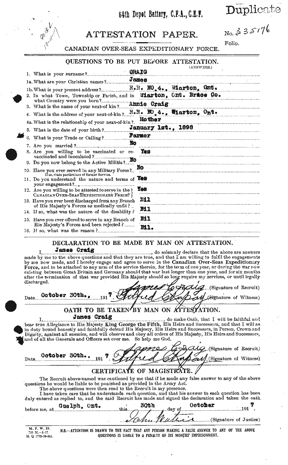 Personnel Records of the First World War - CEF 061672a