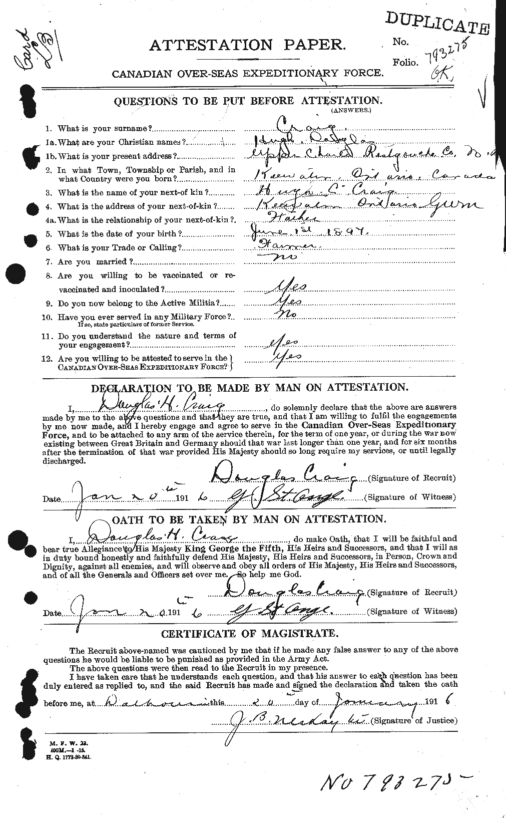 Personnel Records of the First World War - CEF 061674a