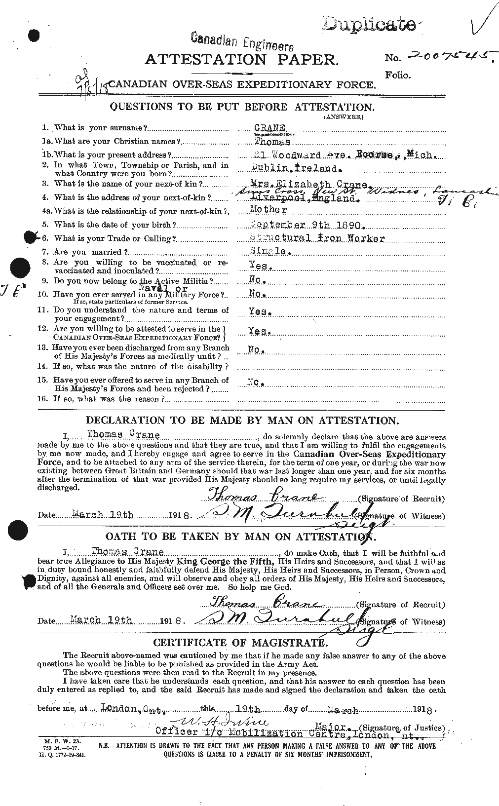 Personnel Records of the First World War - CEF 061744a