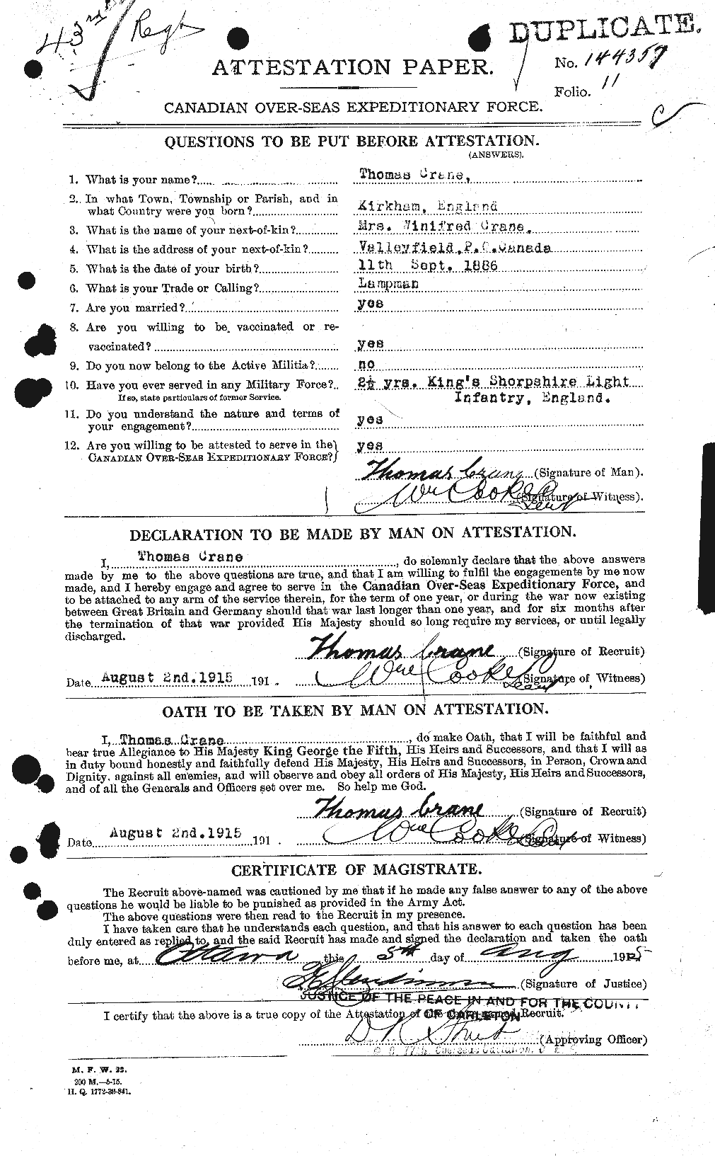 Personnel Records of the First World War - CEF 061745a