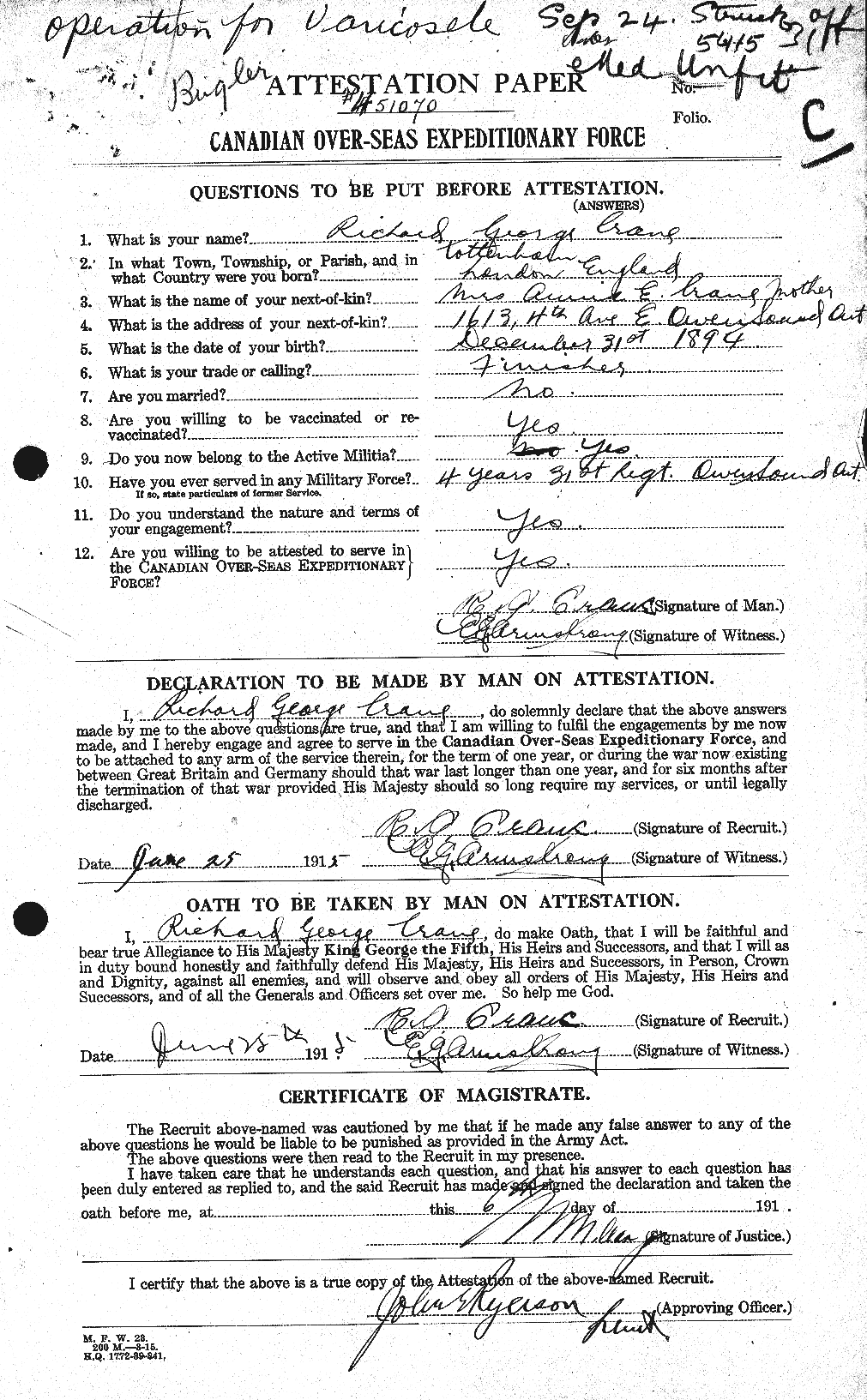 Personnel Records of the First World War - CEF 061755a