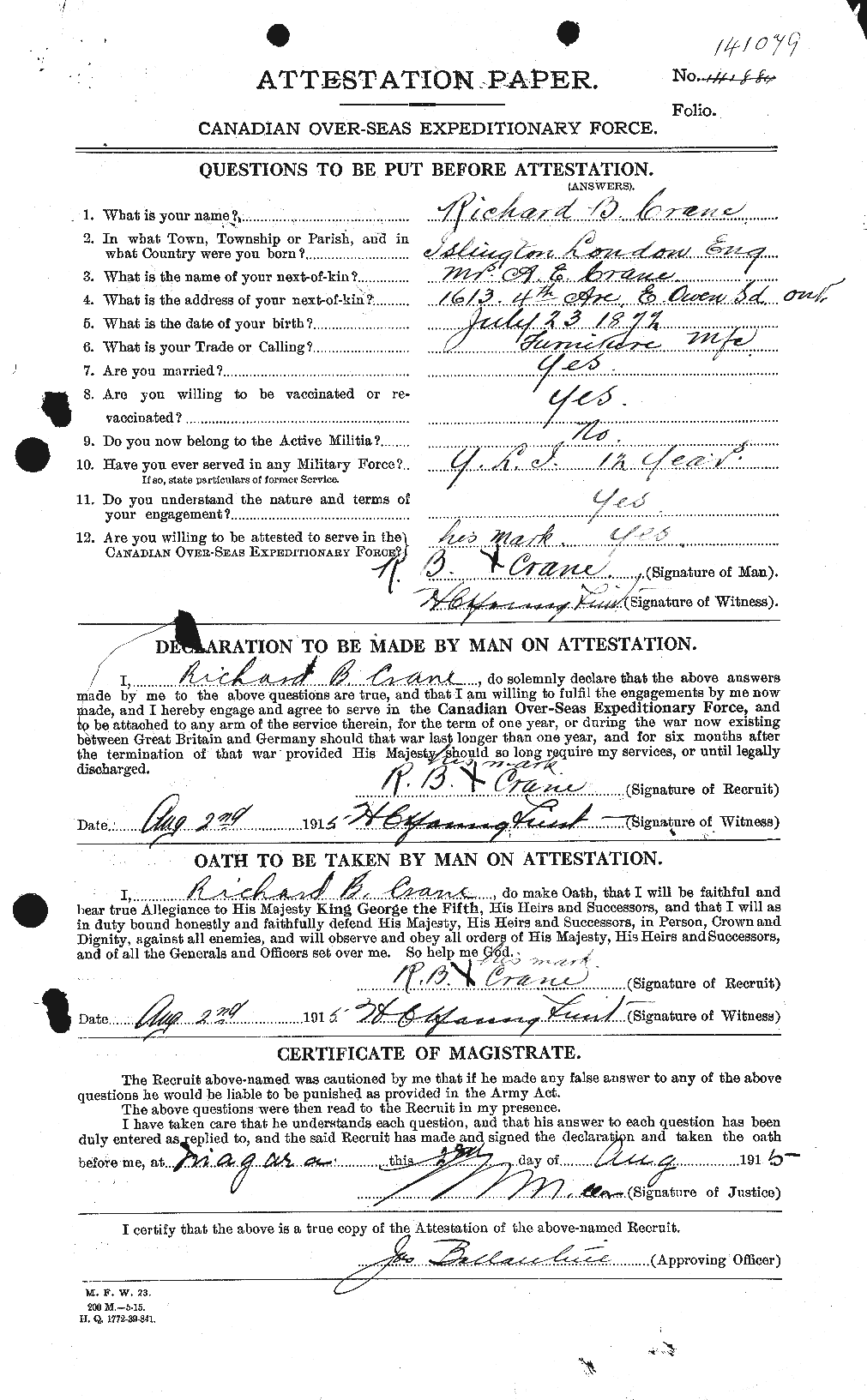 Personnel Records of the First World War - CEF 061756a
