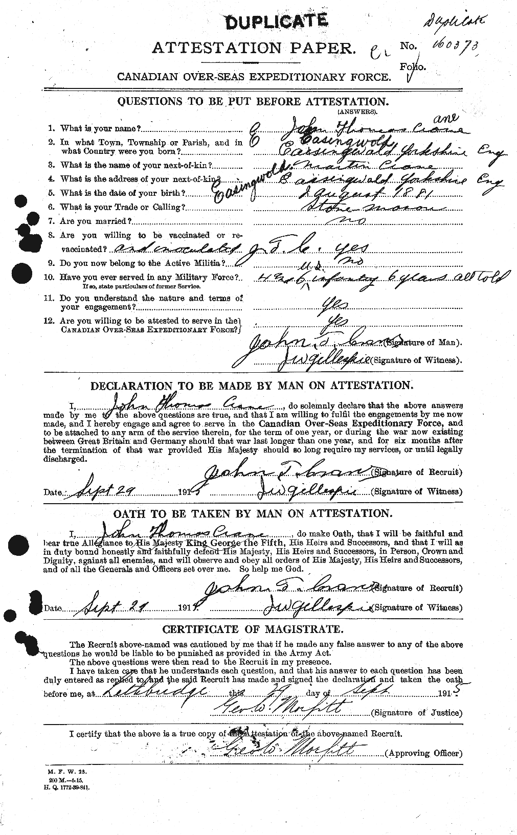 Personnel Records of the First World War - CEF 061767a
