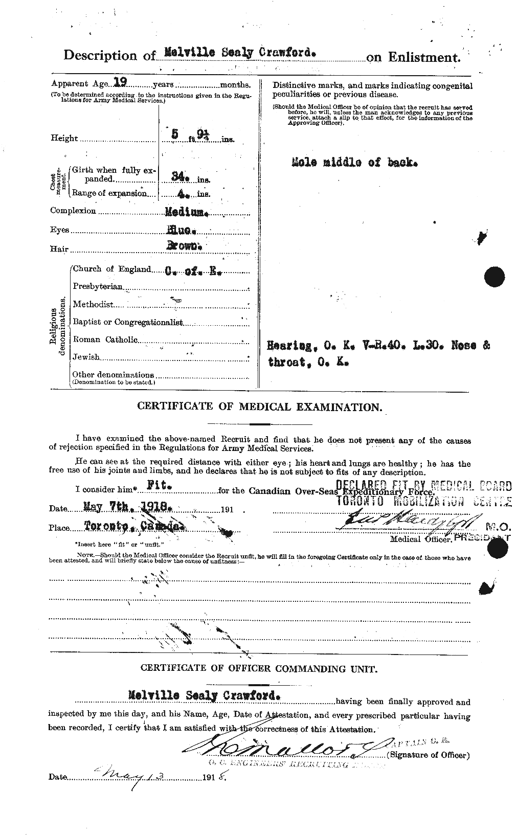 Dossiers du Personnel de la Première Guerre mondiale - CEC 061778b