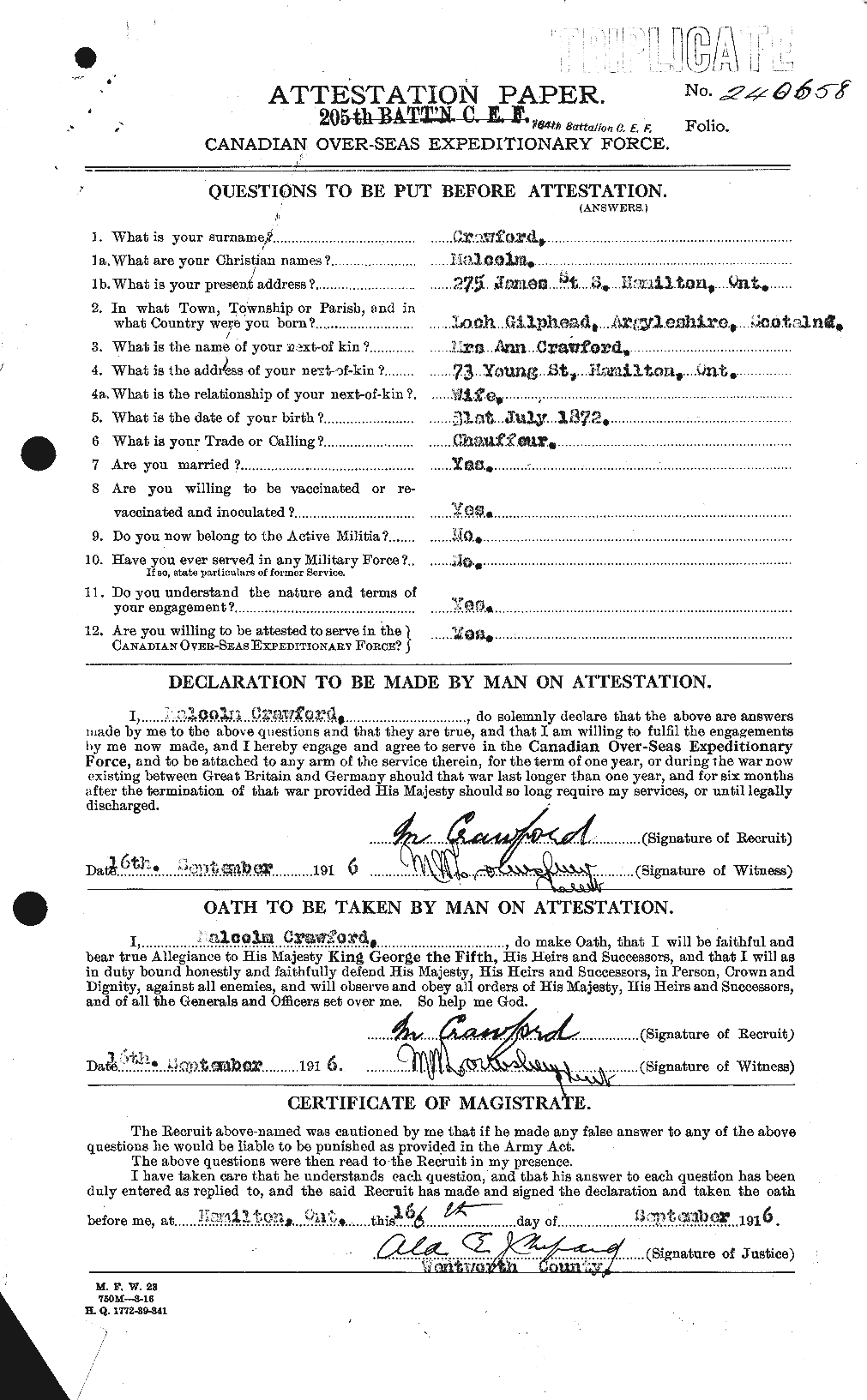 Personnel Records of the First World War - CEF 061786a