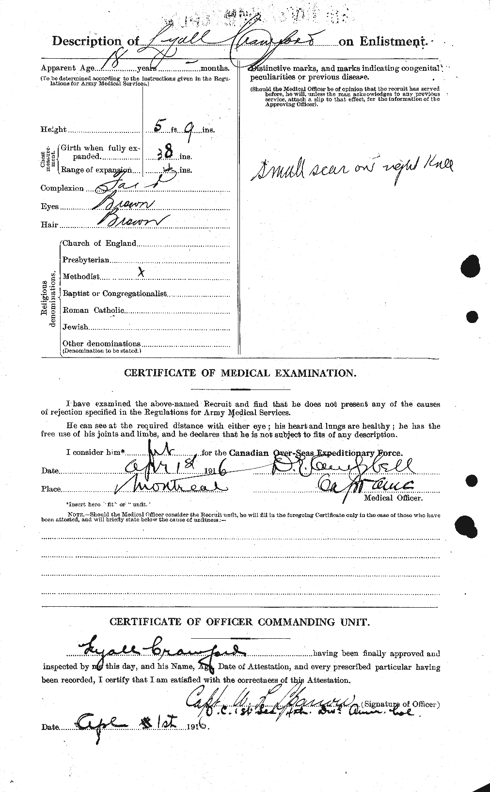 Dossiers du Personnel de la Première Guerre mondiale - CEC 061787b