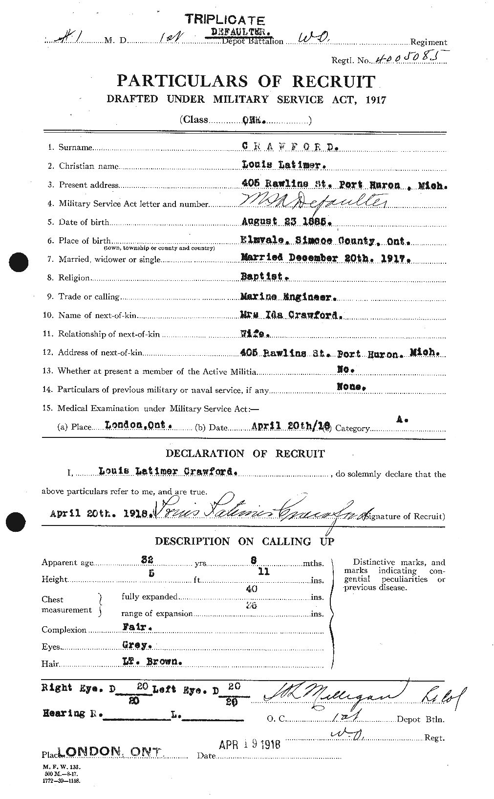 Personnel Records of the First World War - CEF 061788a