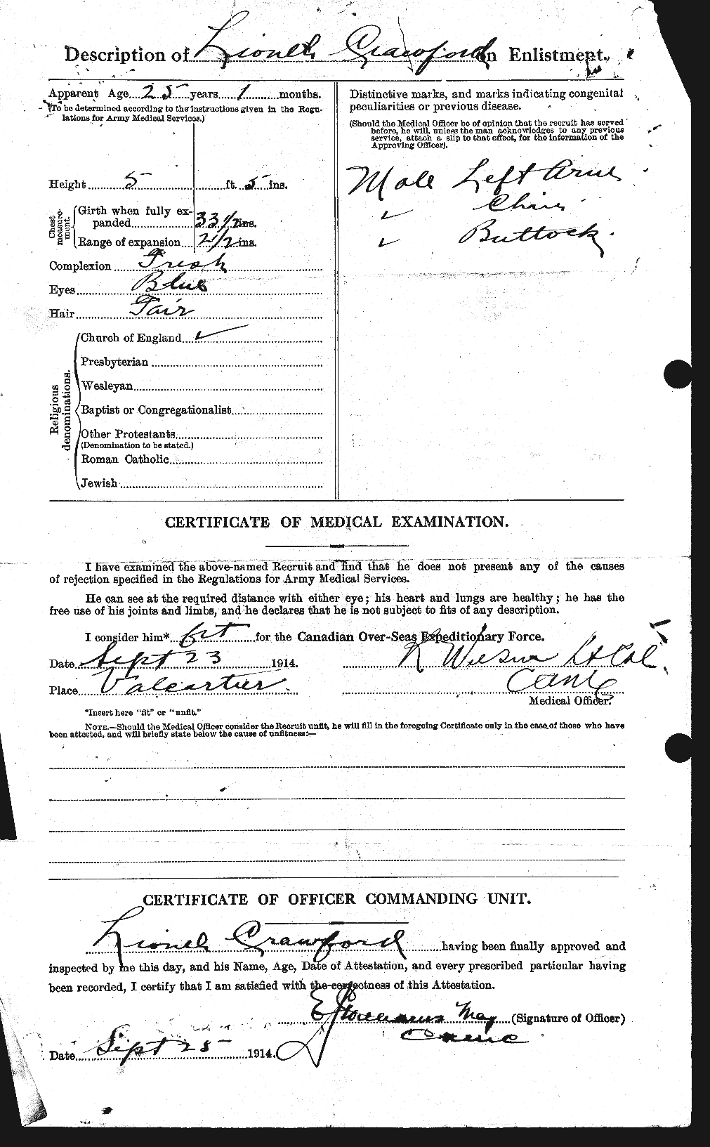 Dossiers du Personnel de la Première Guerre mondiale - CEC 061794b