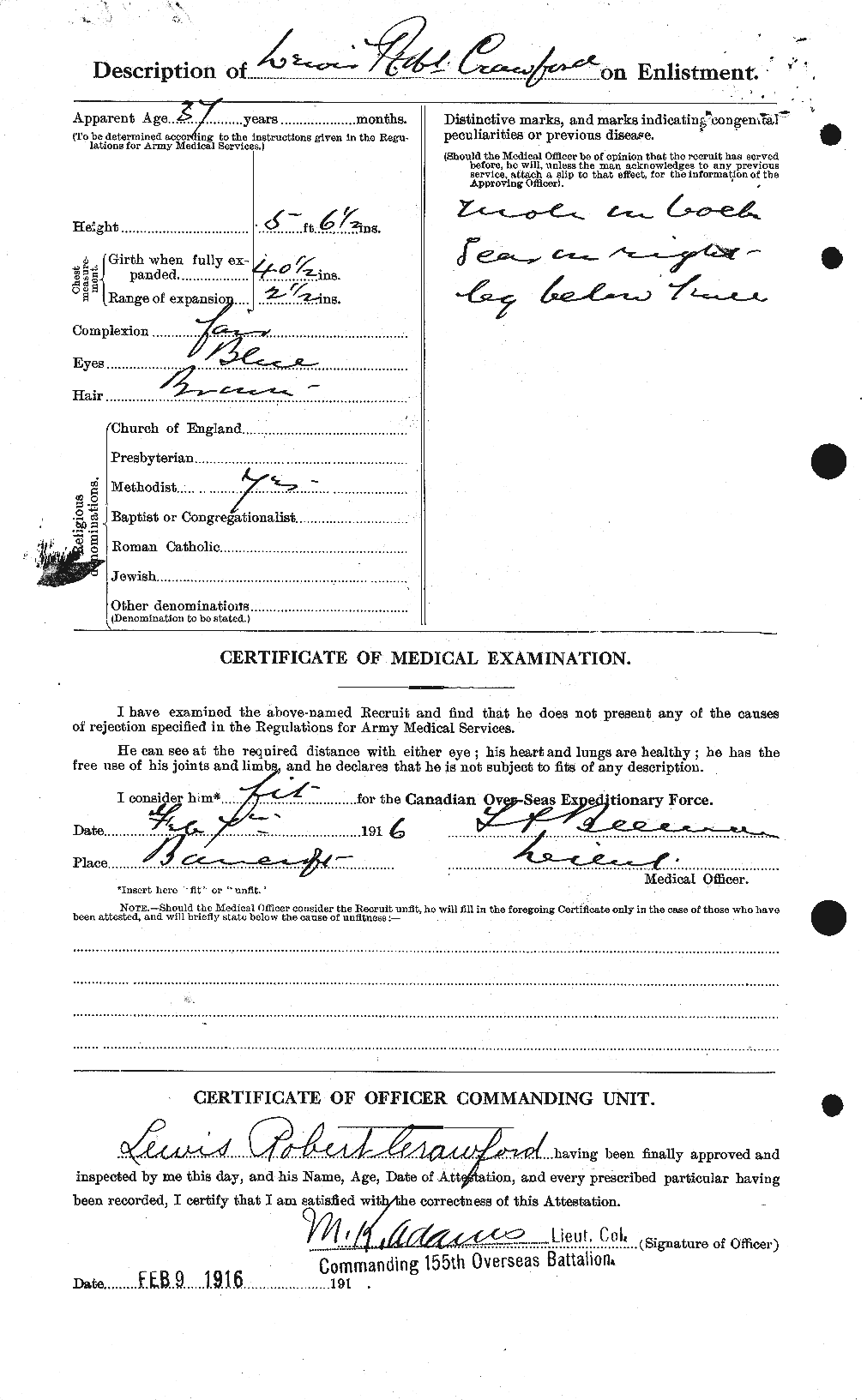 Dossiers du Personnel de la Première Guerre mondiale - CEC 061795b