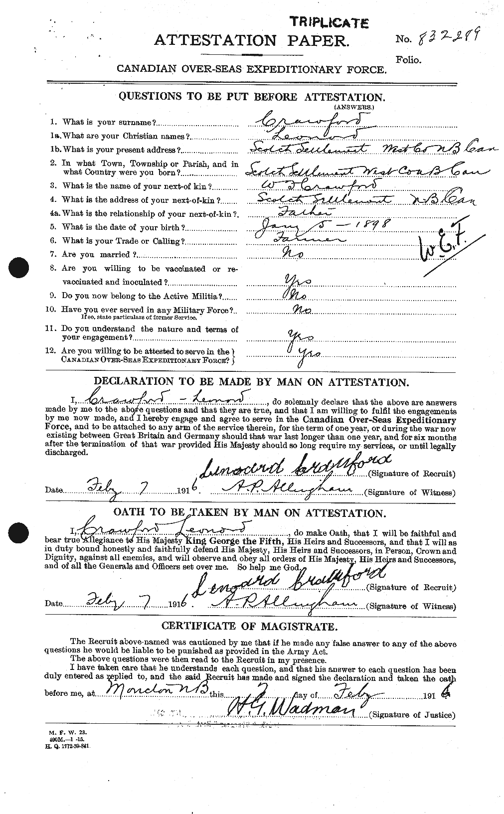 Personnel Records of the First World War - CEF 061797a