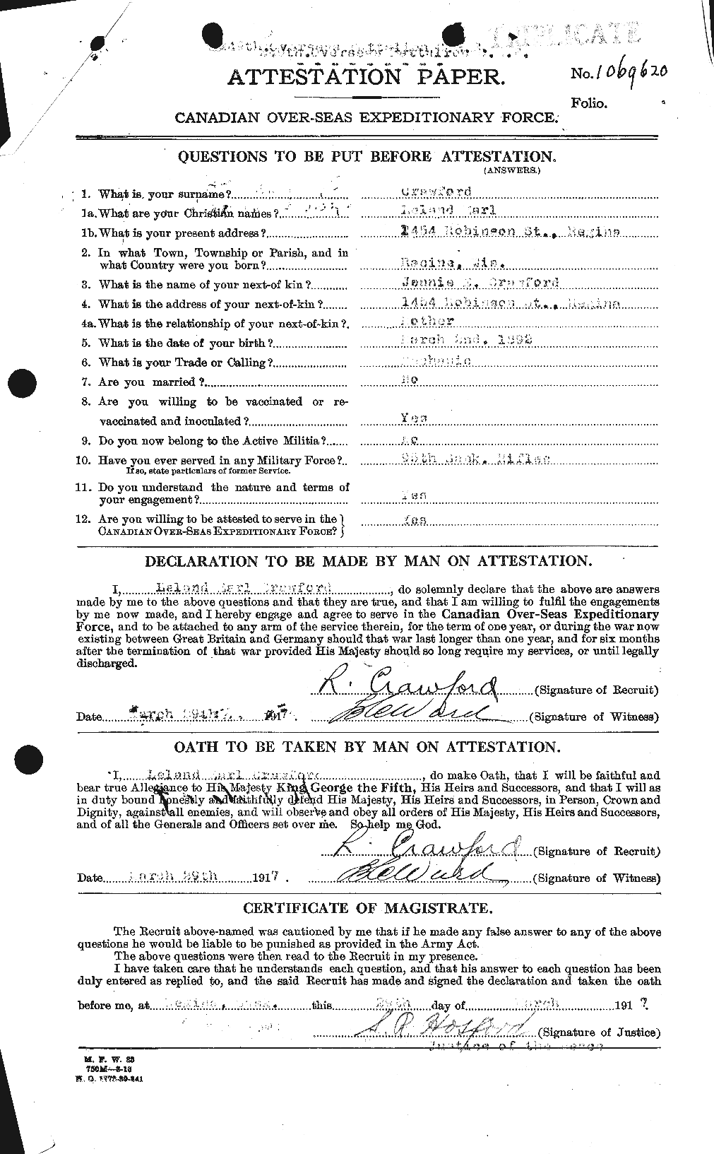 Personnel Records of the First World War - CEF 061800a