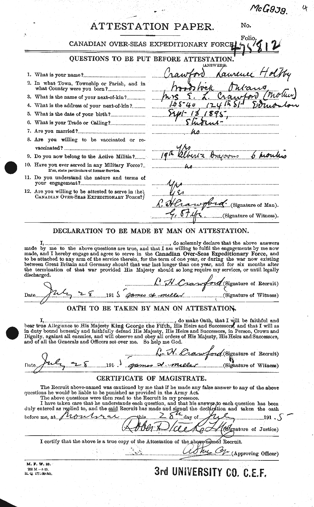 Personnel Records of the First World War - CEF 061802a