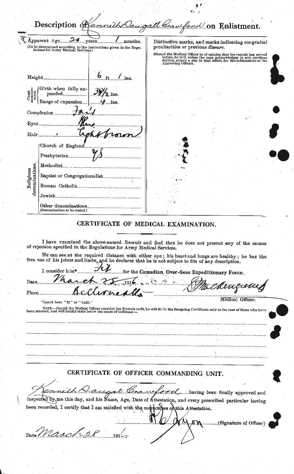 Dossiers du Personnel de la Première Guerre mondiale - CEC 061804b