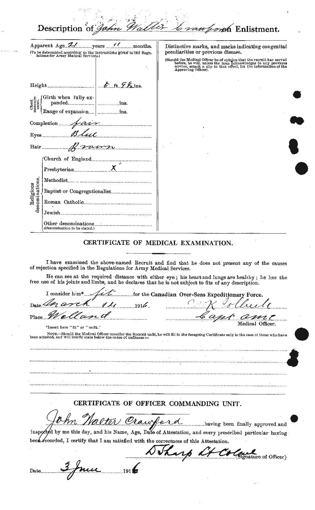 Dossiers du Personnel de la Première Guerre mondiale - CEC 061822b