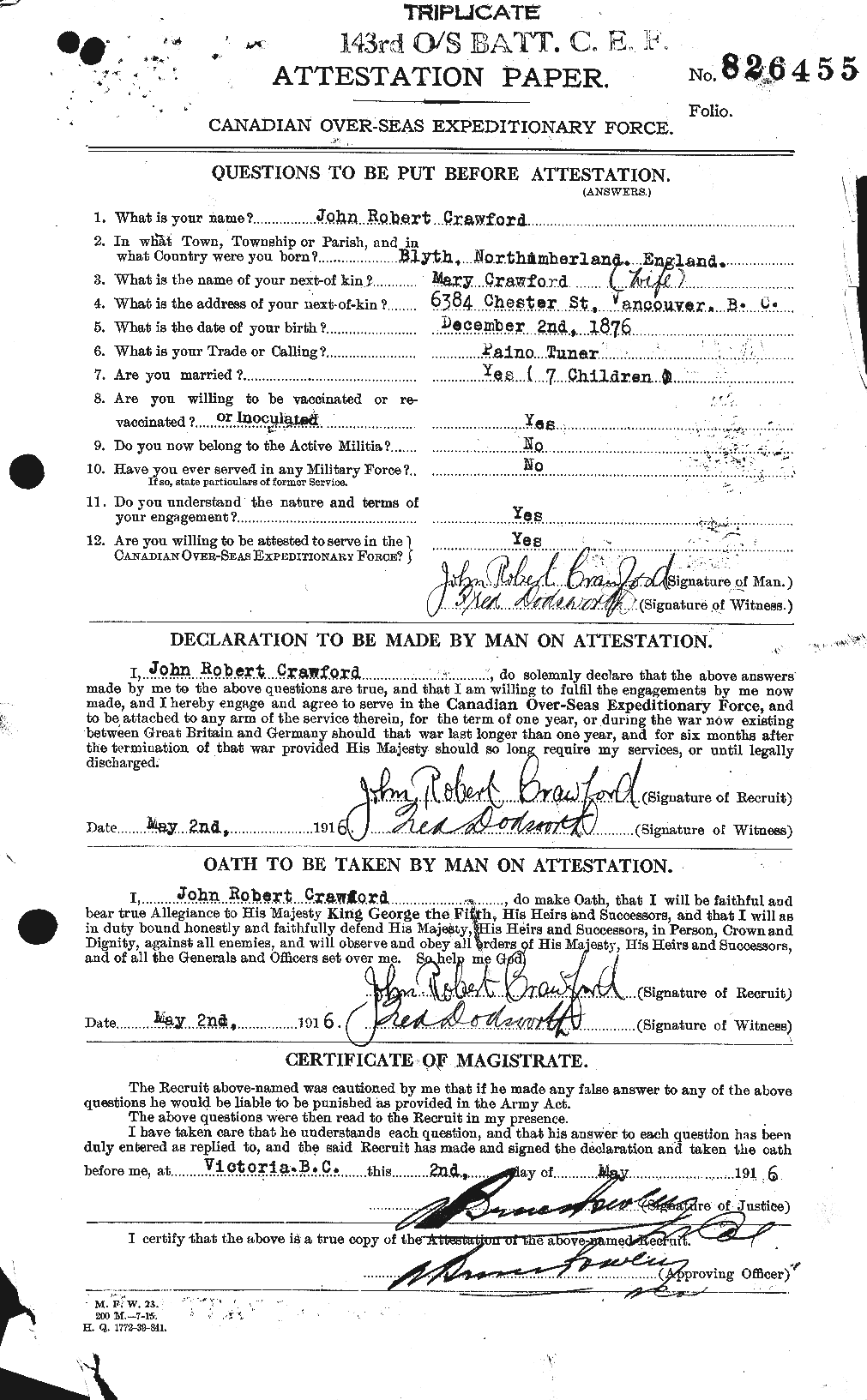 Personnel Records of the First World War - CEF 061825a