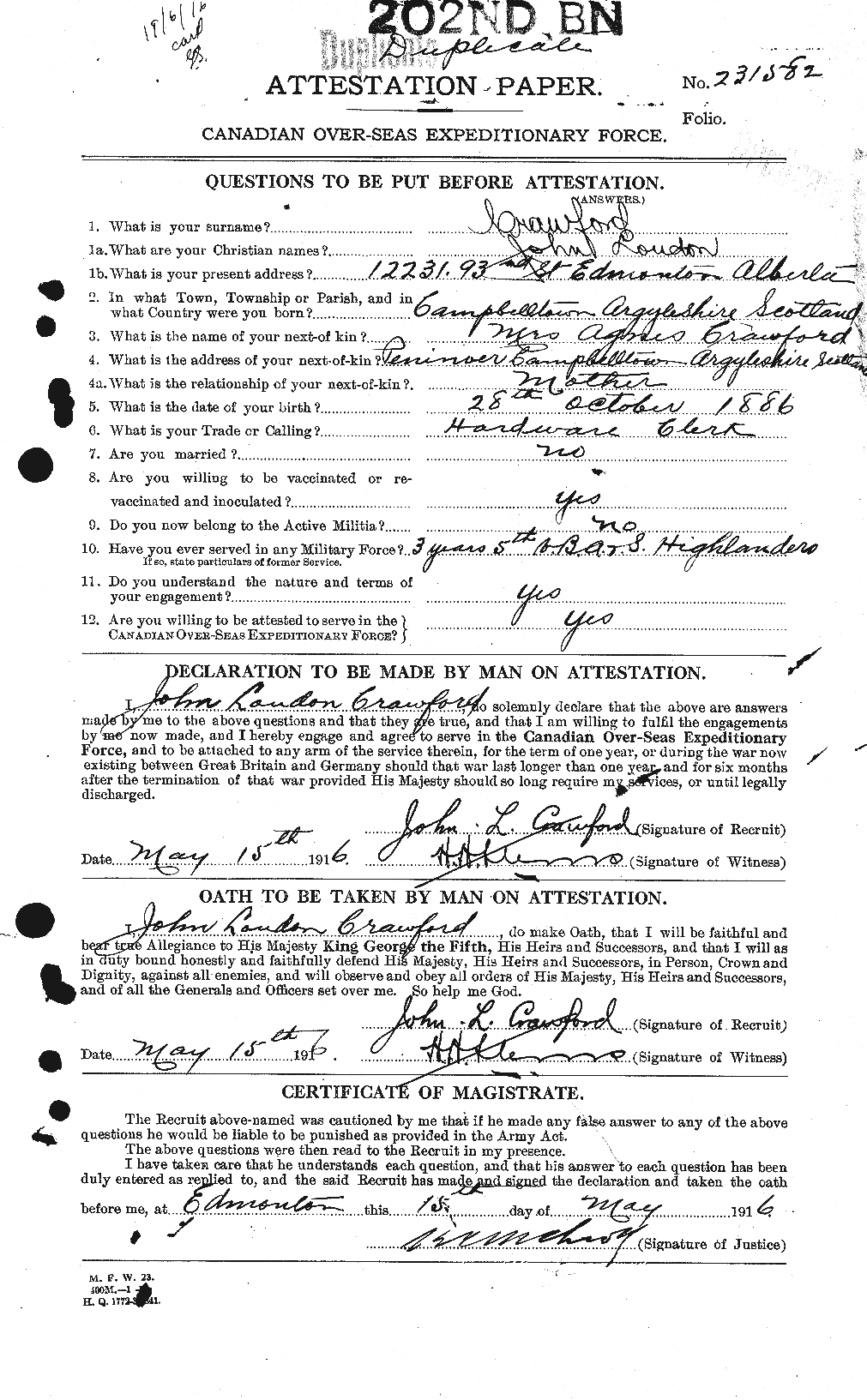 Personnel Records of the First World War - CEF 061828a