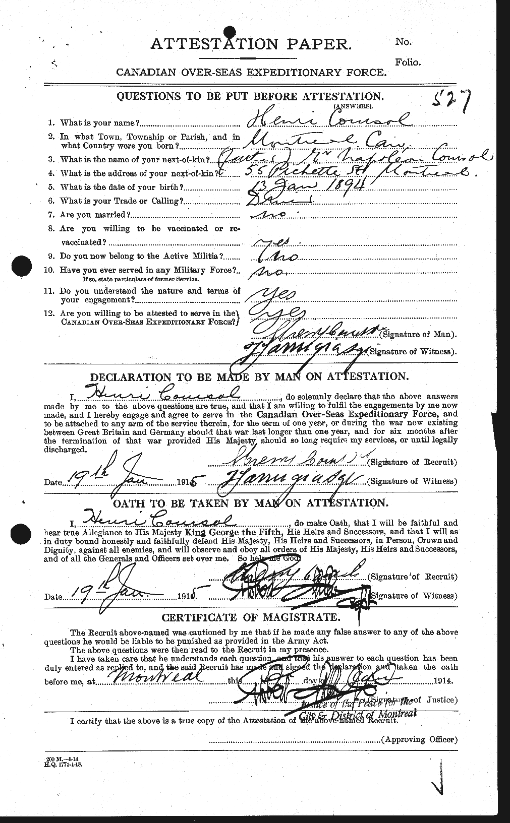 Personnel Records of the First World War - CEF 061896a