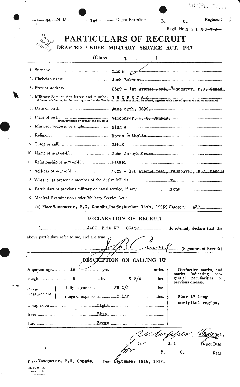 Personnel Records of the First World War - CEF 061994a