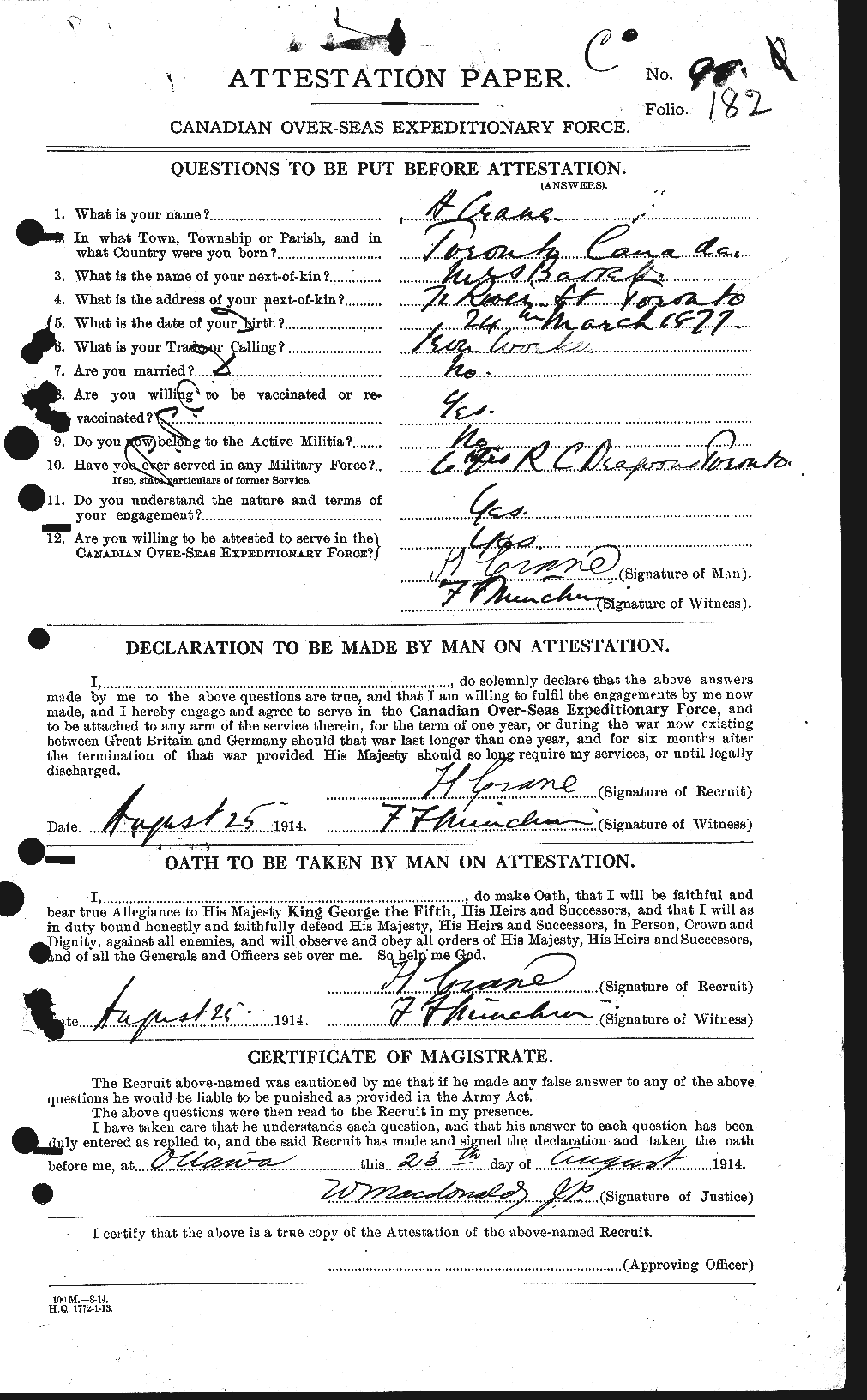 Personnel Records of the First World War - CEF 062004a