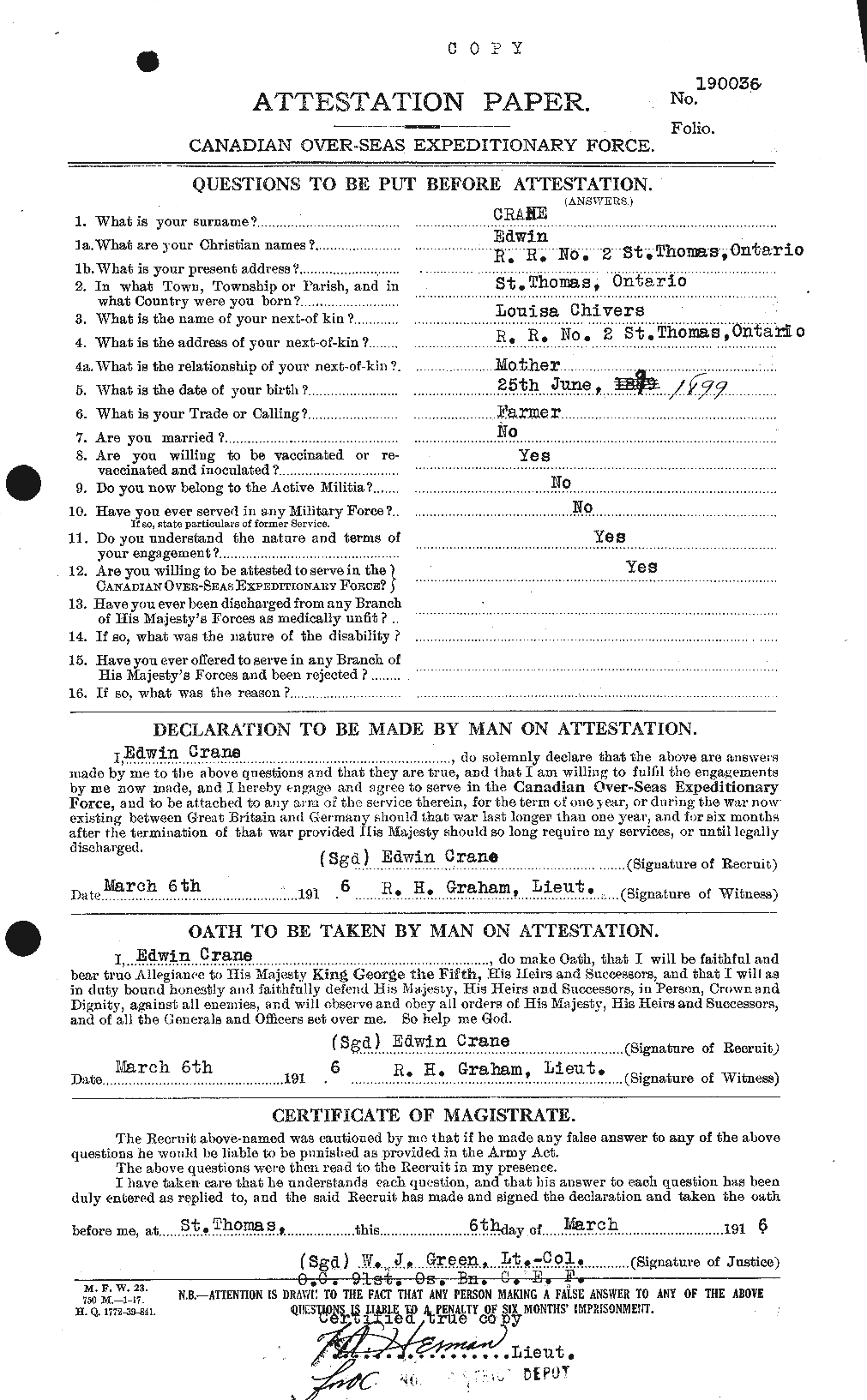 Personnel Records of the First World War - CEF 062018a