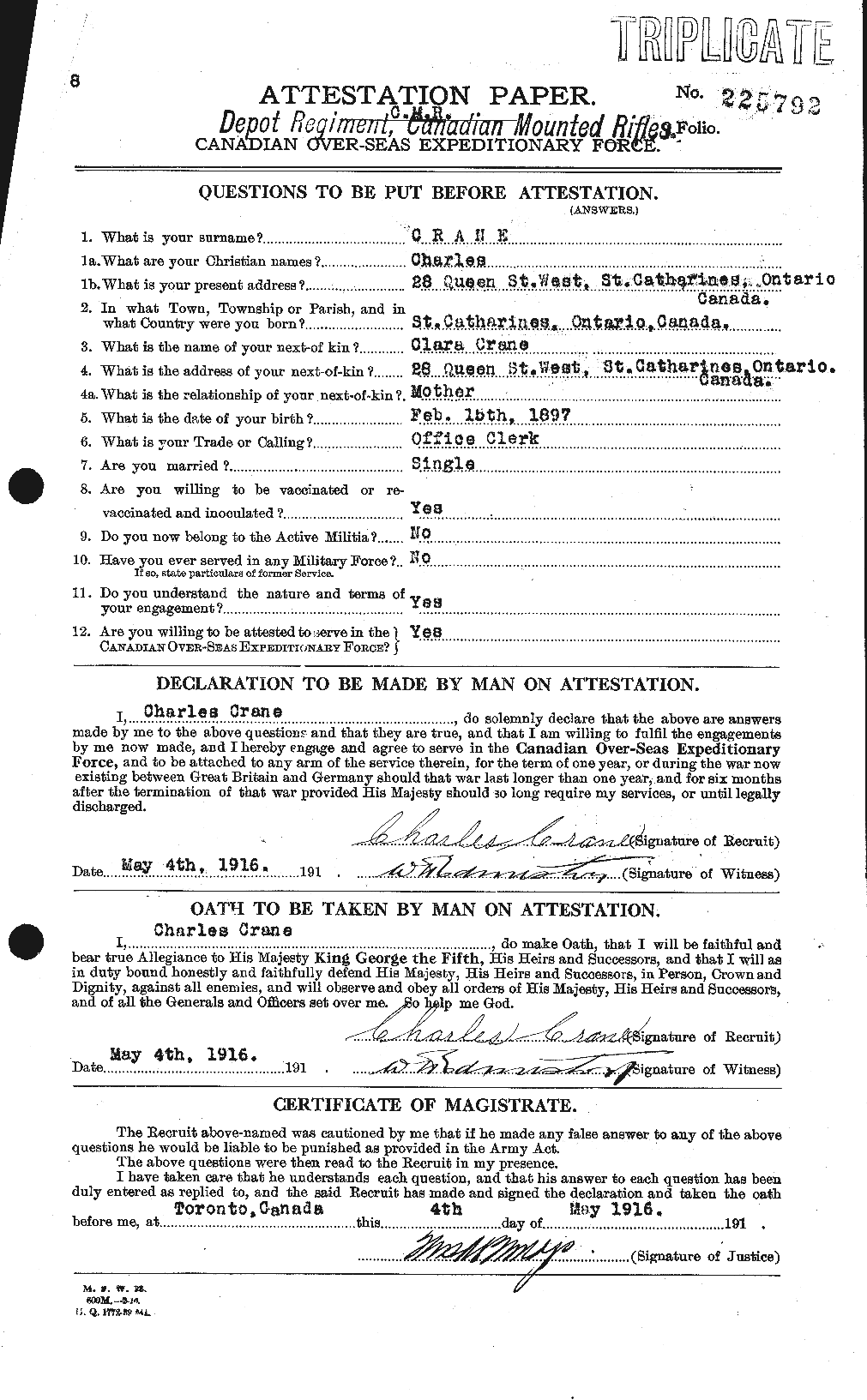 Personnel Records of the First World War - CEF 062024a