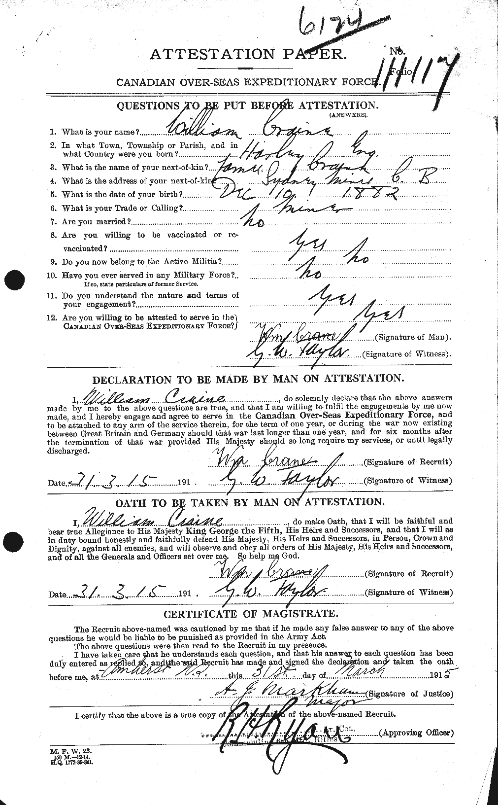 Personnel Records of the First World War - CEF 062307a